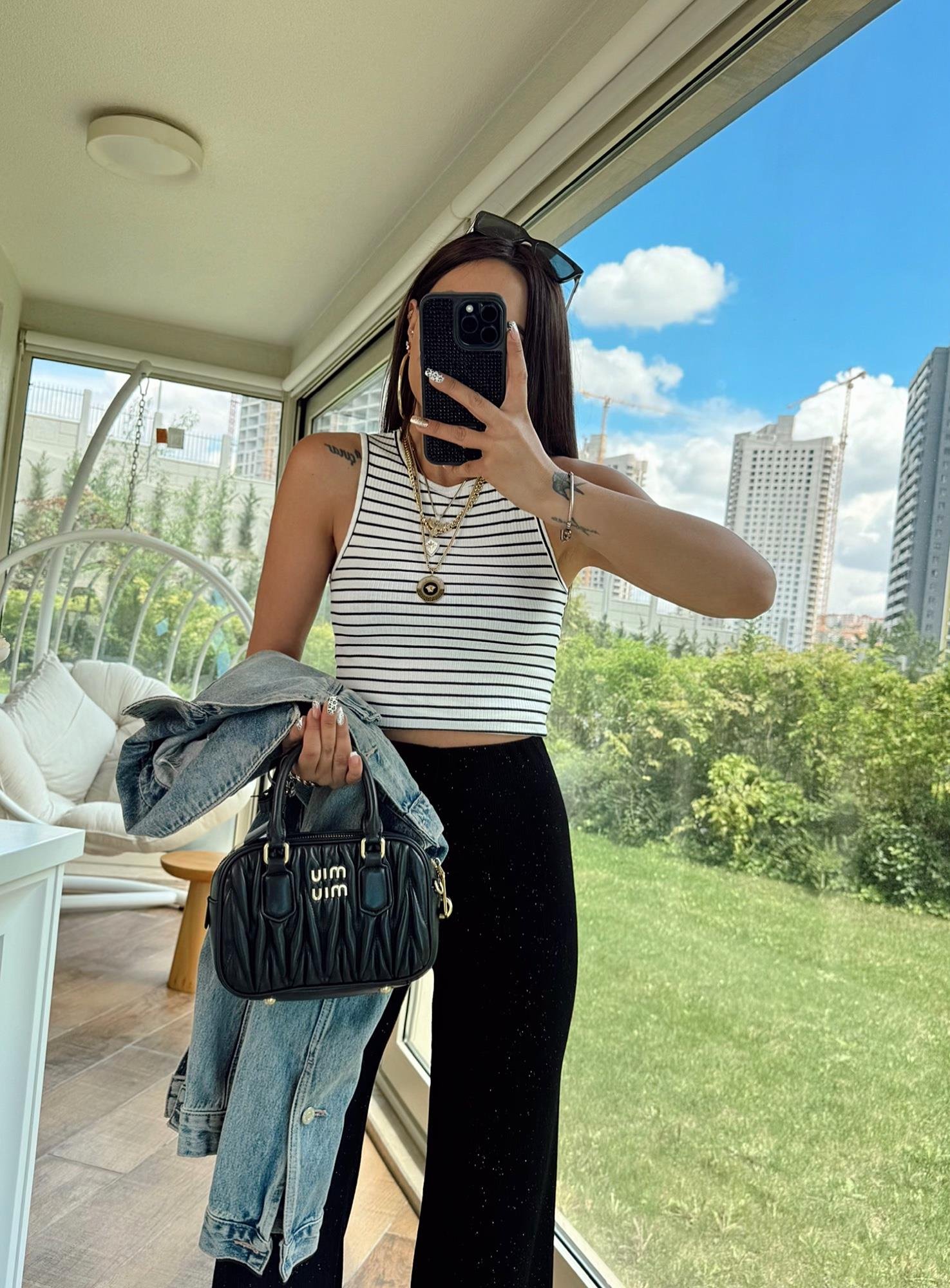 Halter Yaka Fitilli Çizgili Badi