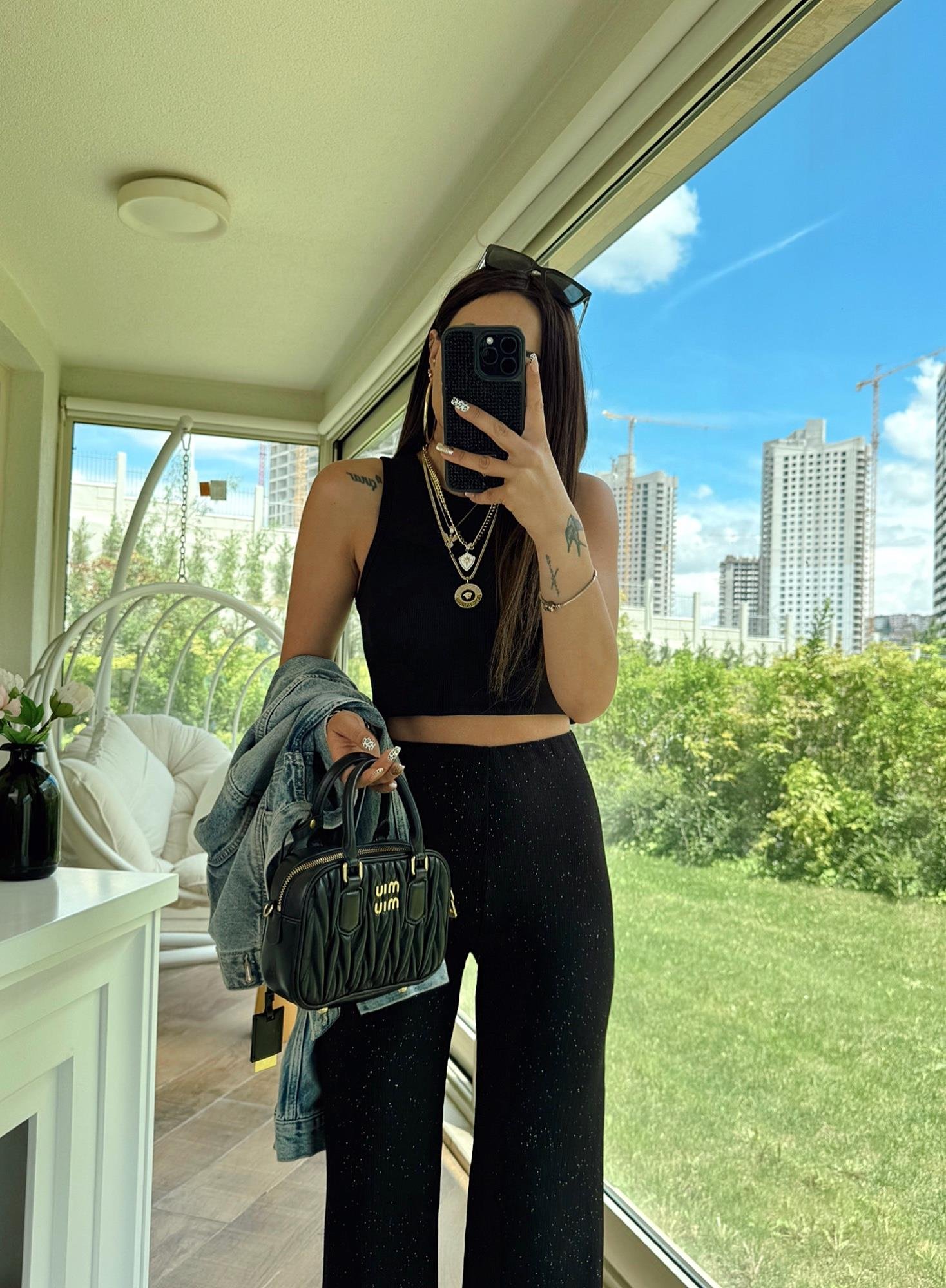 Halter Yaka Fitilli Siyah Badi