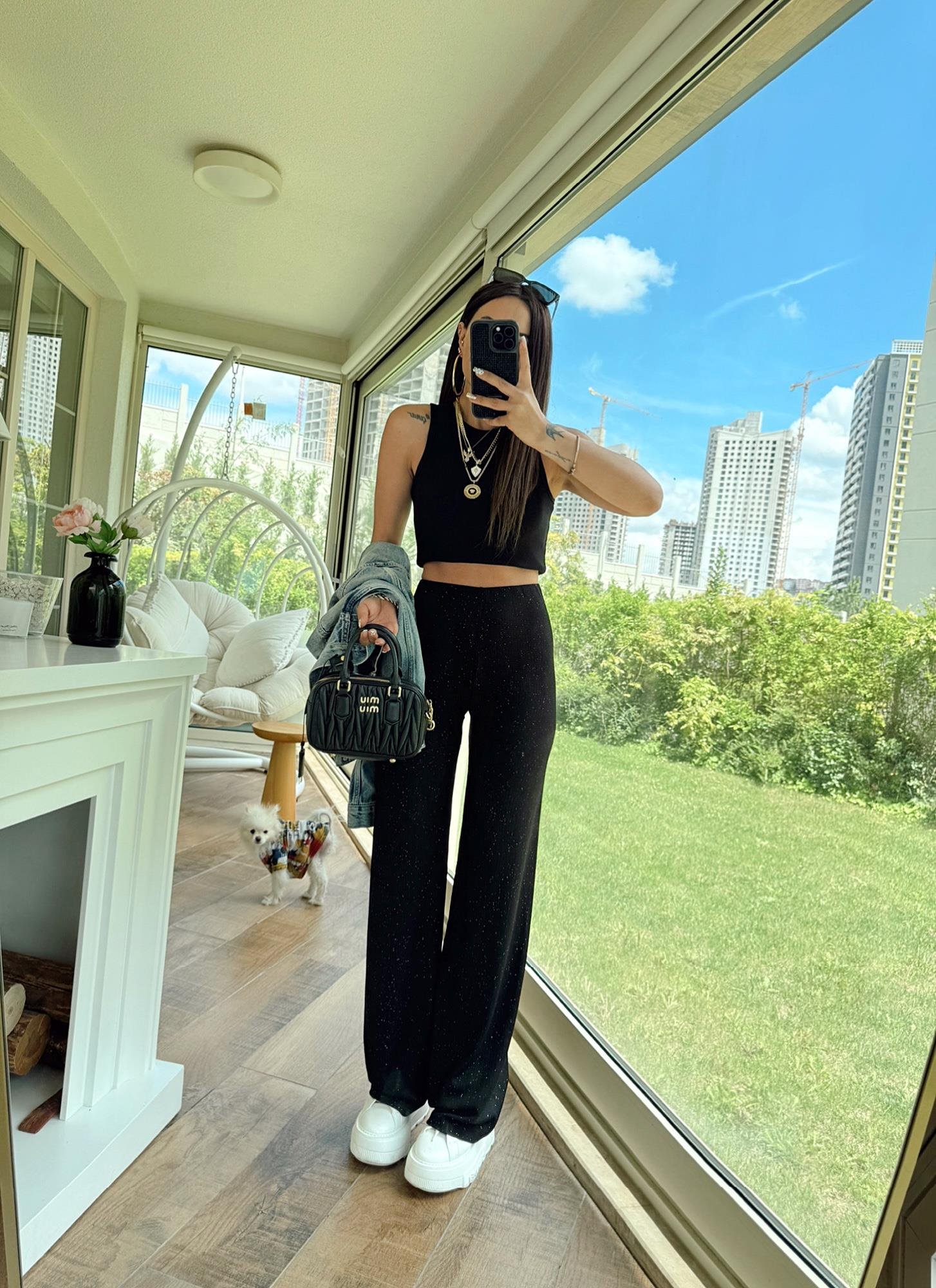 Halter Yaka Fitilli Siyah Badi