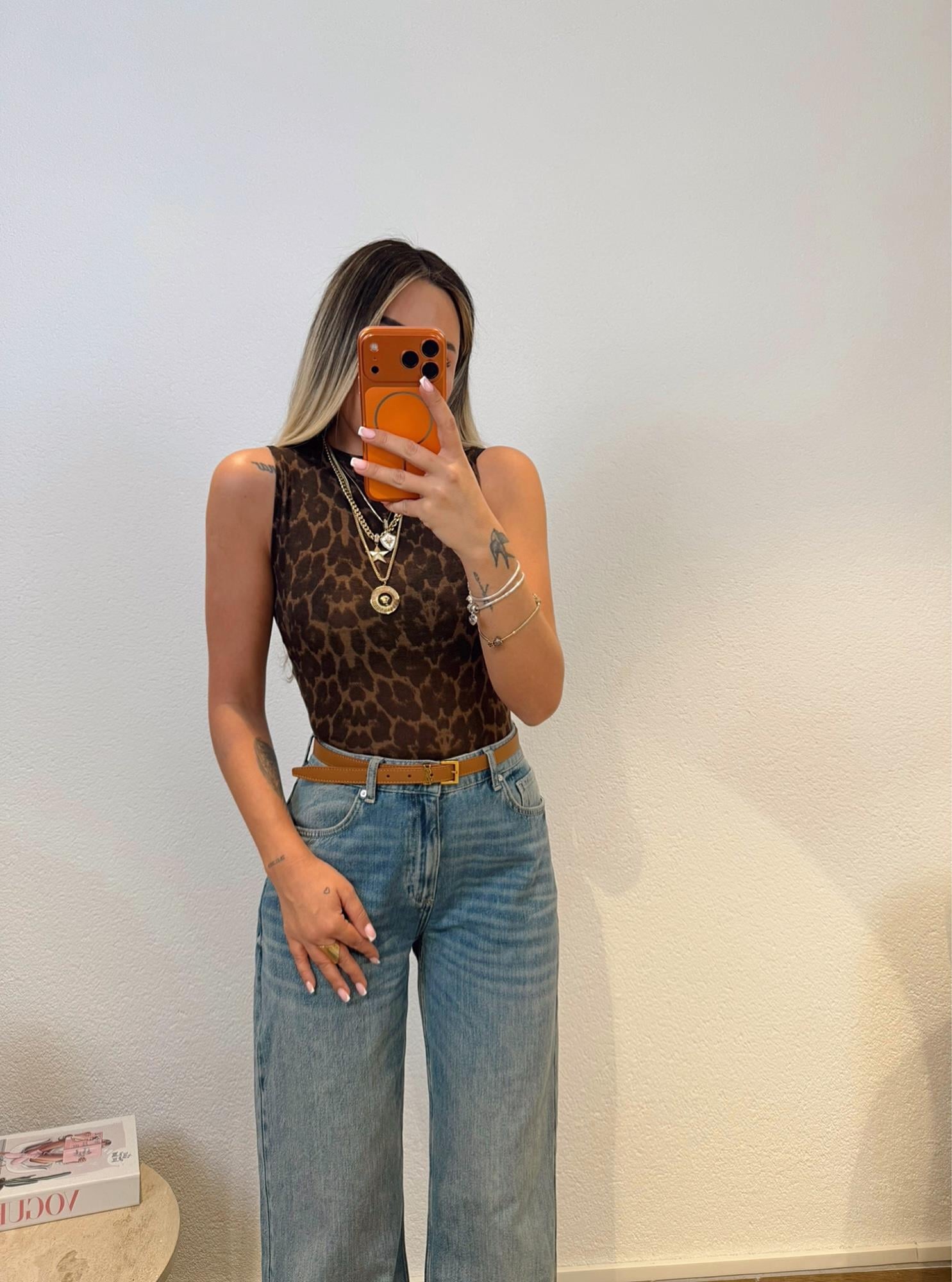 Halter Yaka Leopar Desen Kaşmir Crop