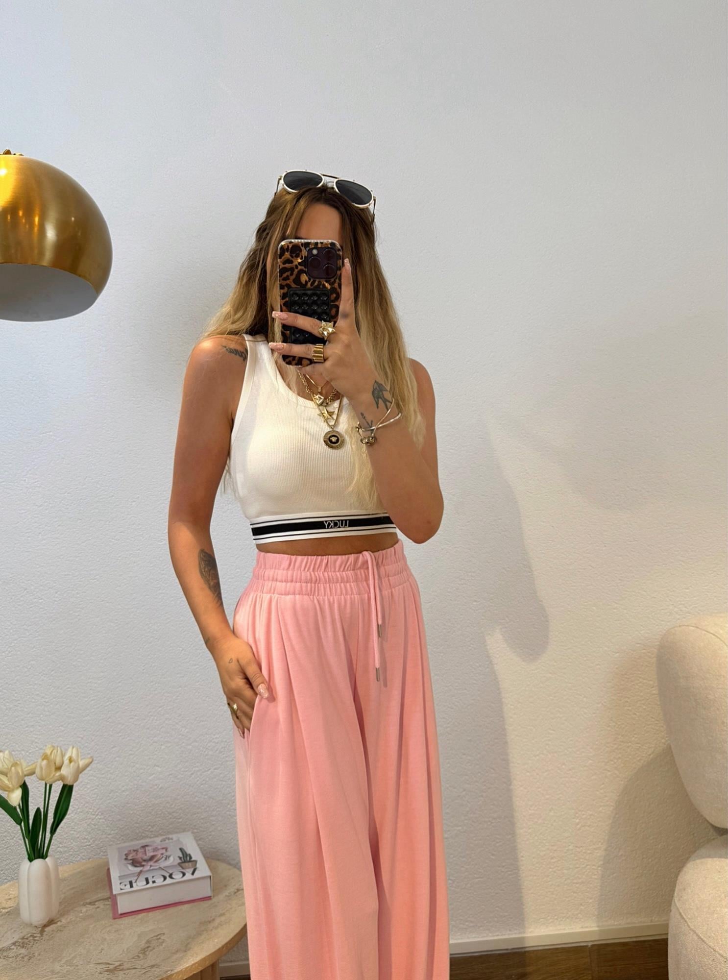 Halter Yaka Lucky Baskı Beyaz Crop
