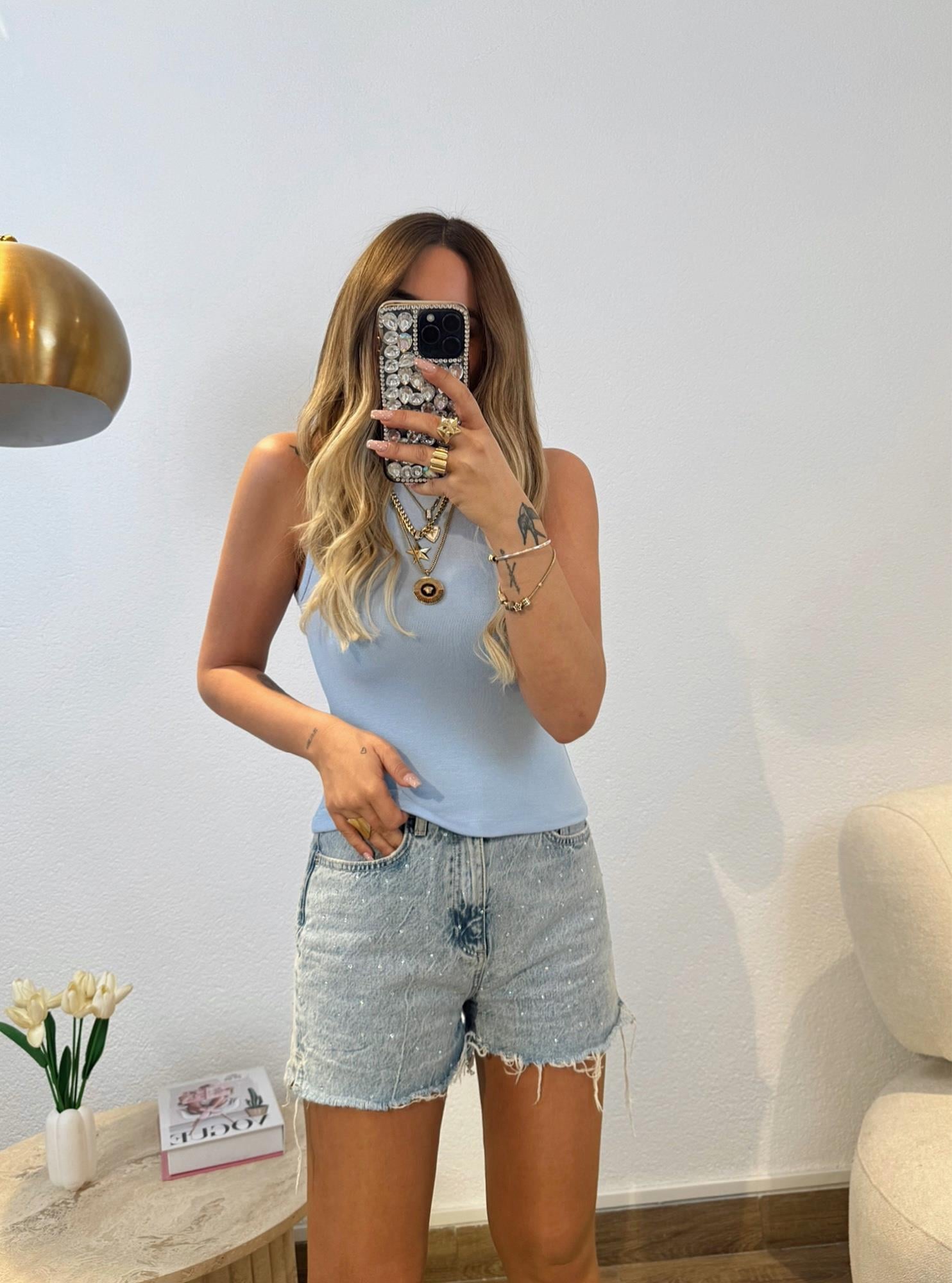 Halter Yaka Modal Bebe Mavi Basic Atlet