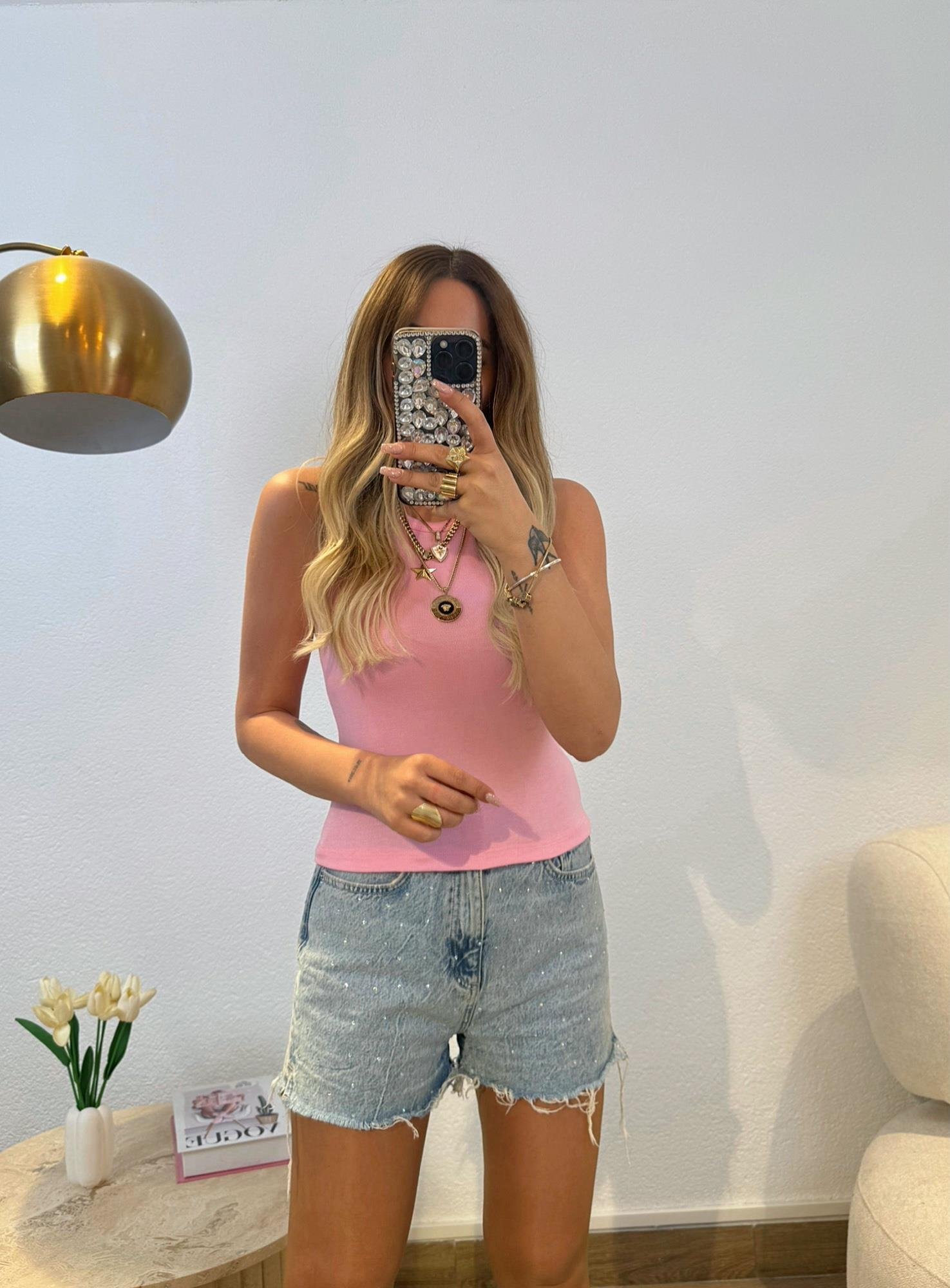 Halter Yaka Modal Pembe Basic Atlet