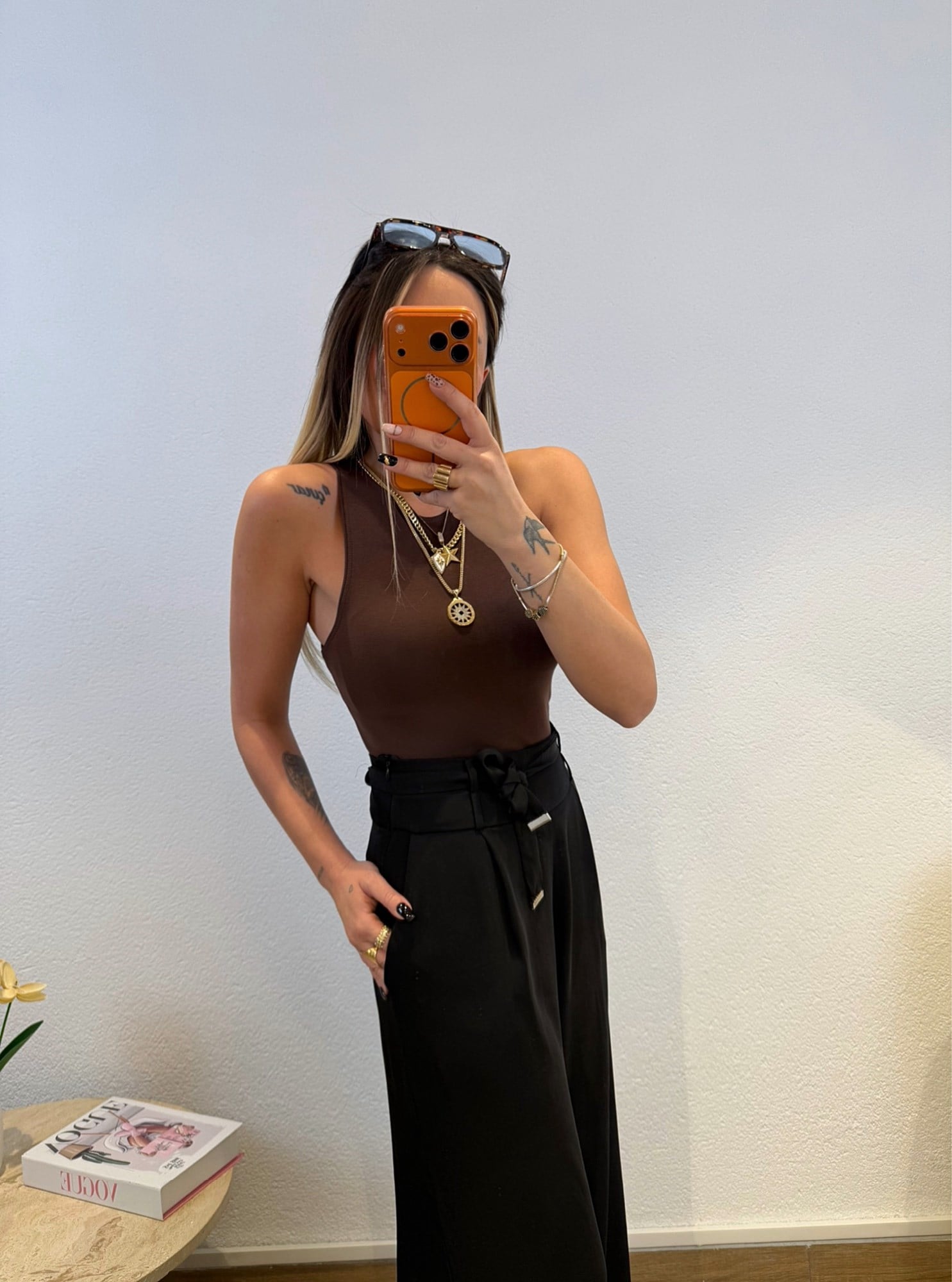 Halter Yaka Pamuklu Kahve Atlet