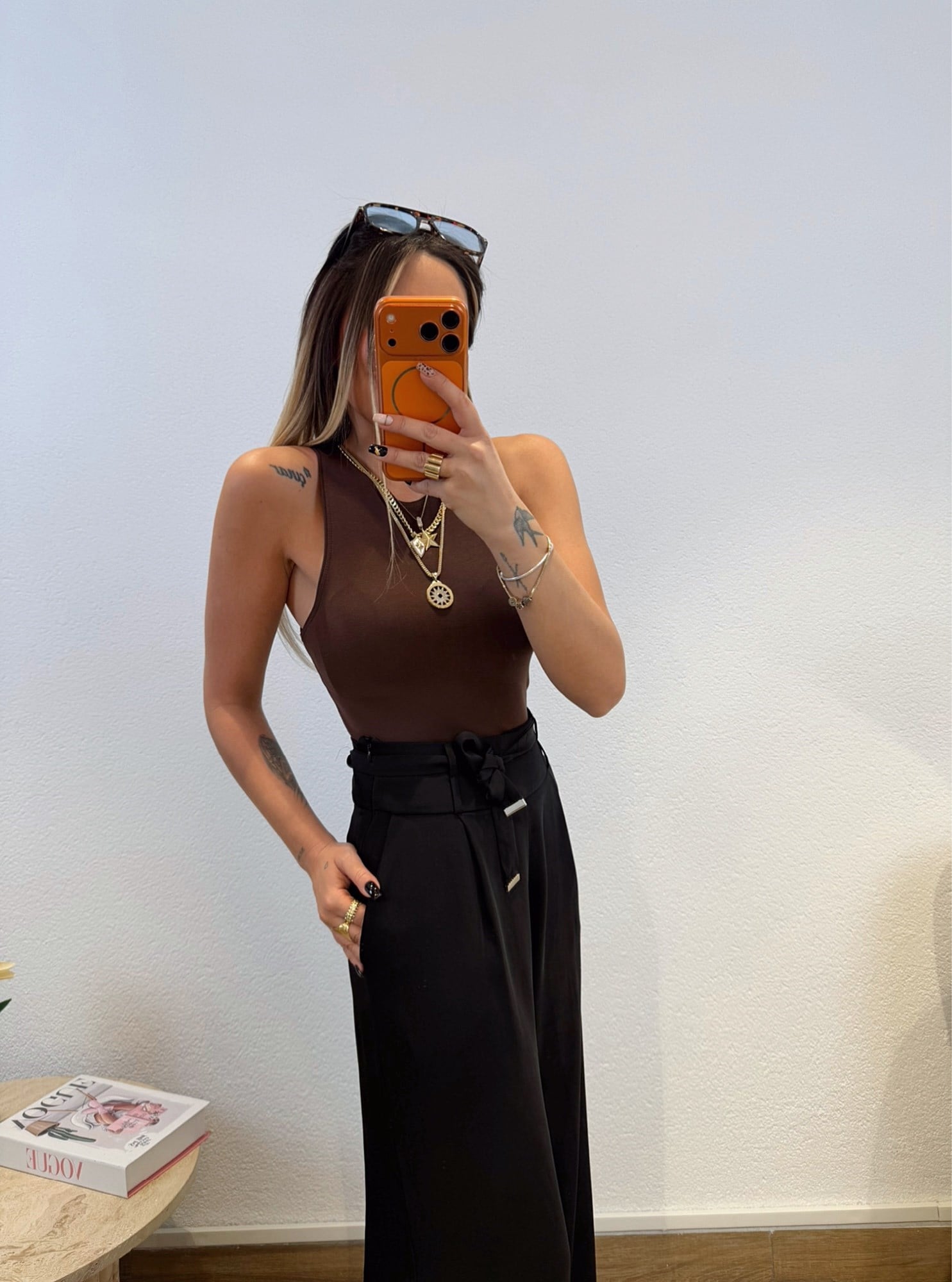 Halter Yaka Pamuklu Kahve Atlet