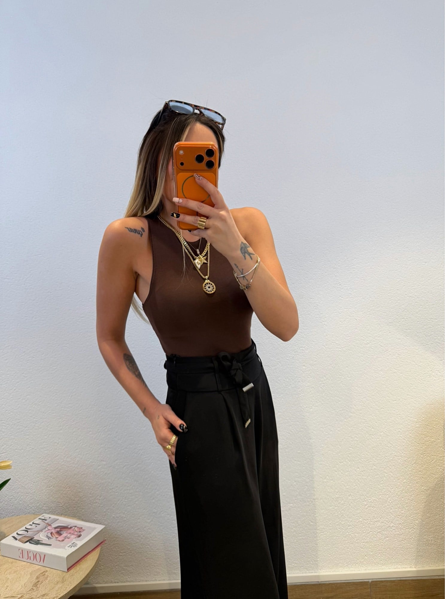 Halter Yaka Pamuklu Kahve Atlet