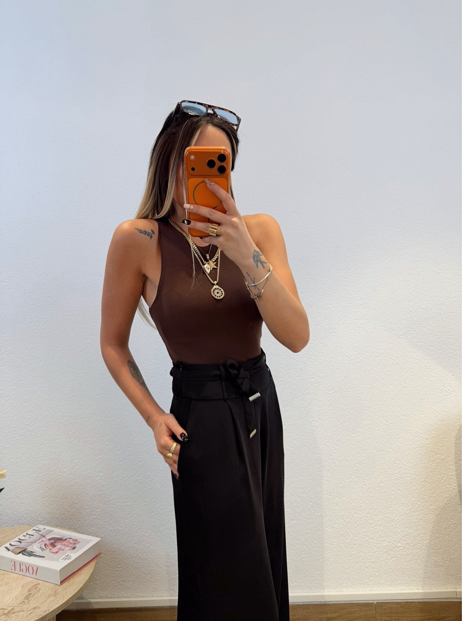 Halter Yaka Pamuklu Kahve Atlet
