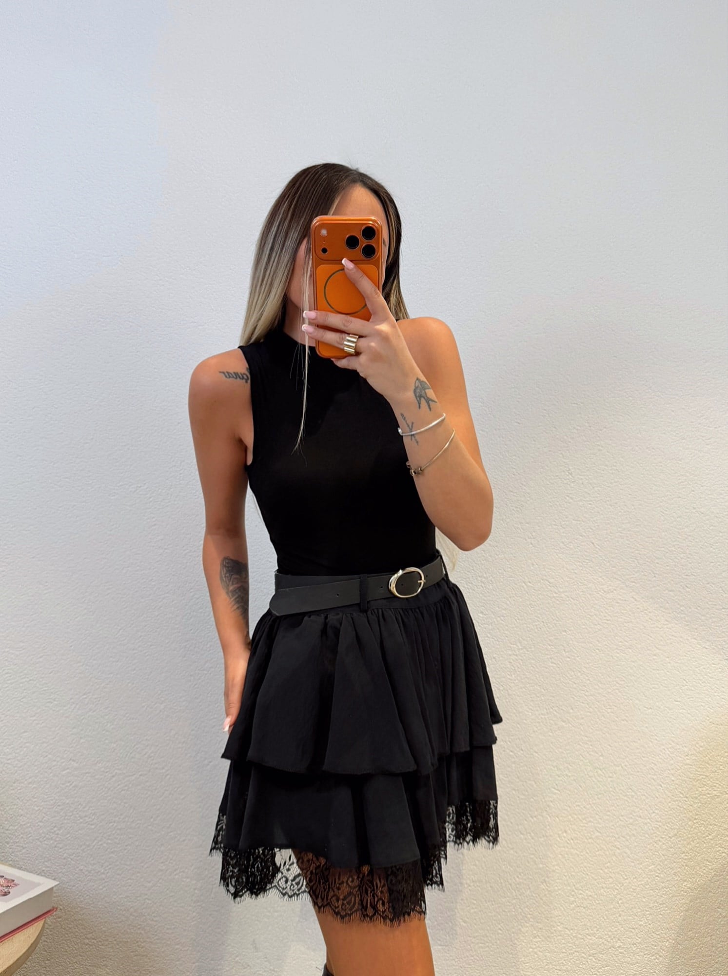 Halter Yaka Siyah Kaşmir Crop