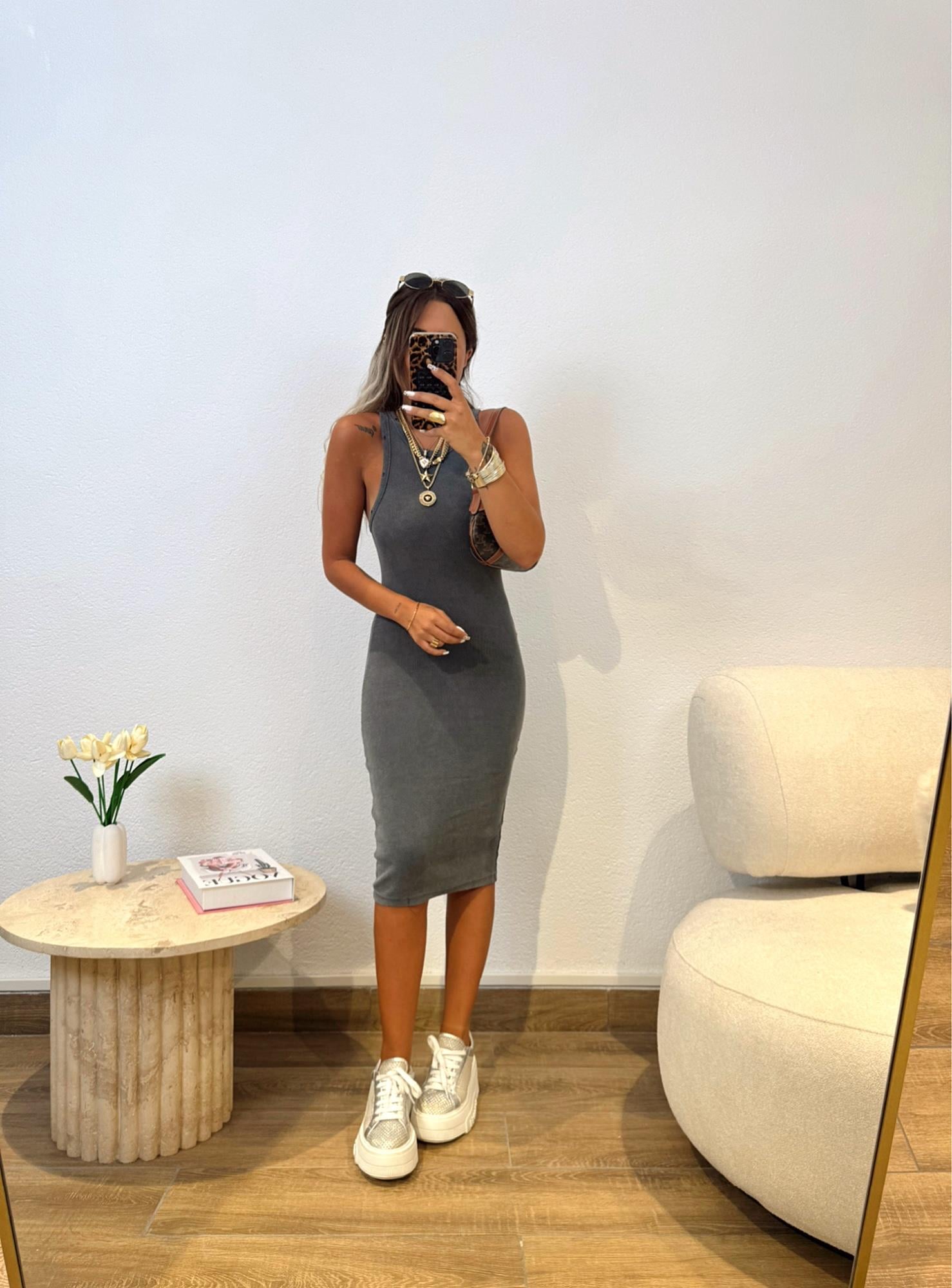 Halter Yaka Yıkamalı Basic Elbise