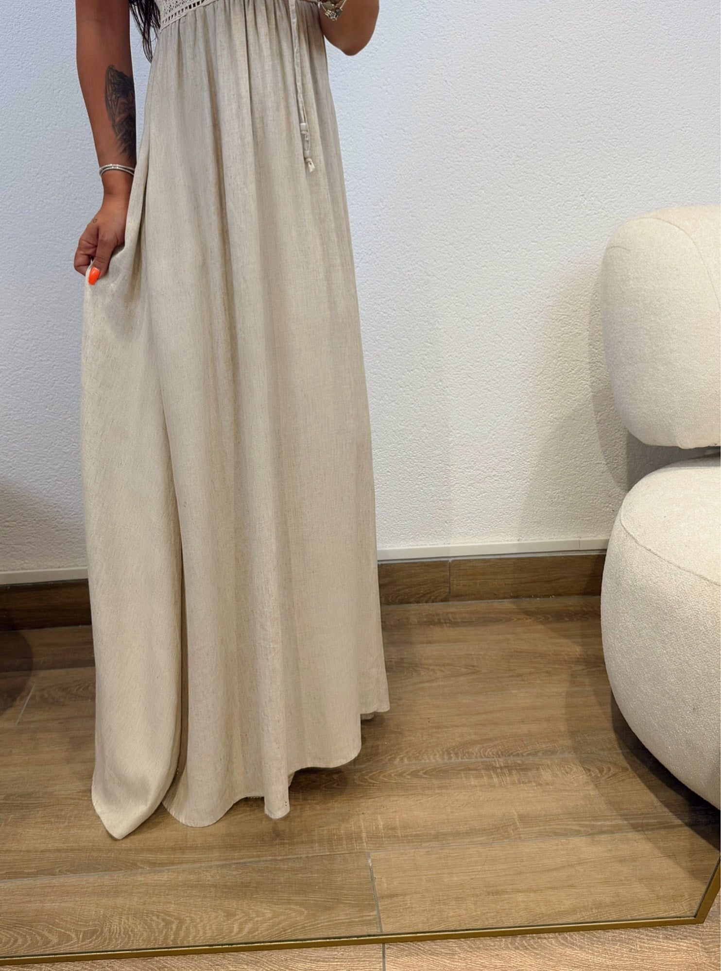 Ham Keten Maxi Elbise