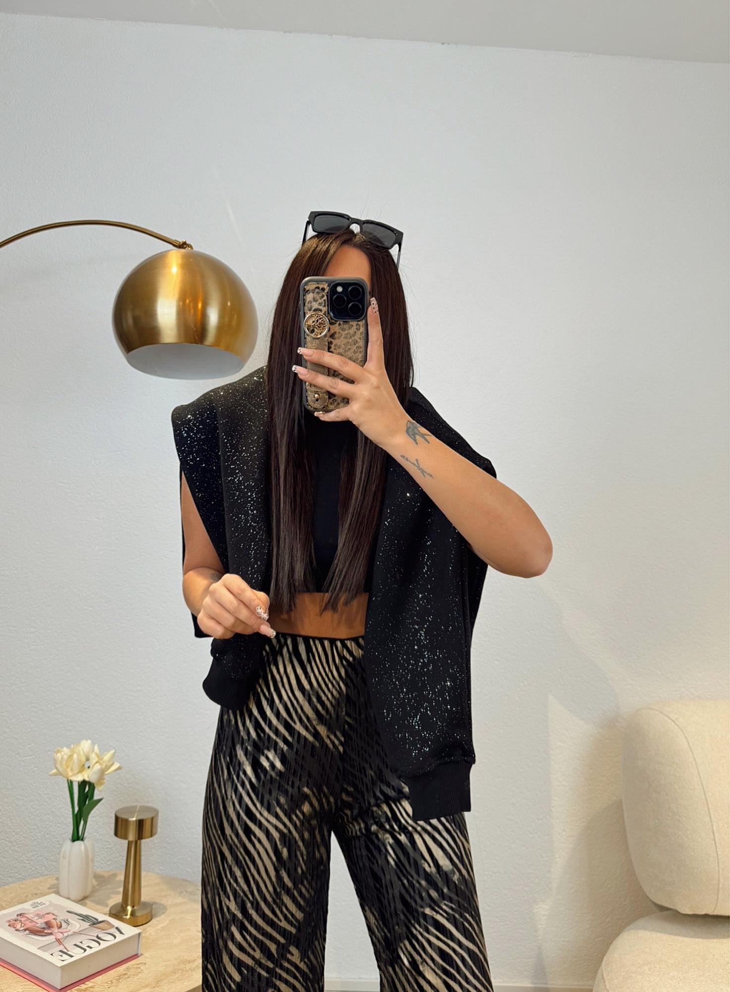 Kadife Gold Desenli Rahat Pantolon