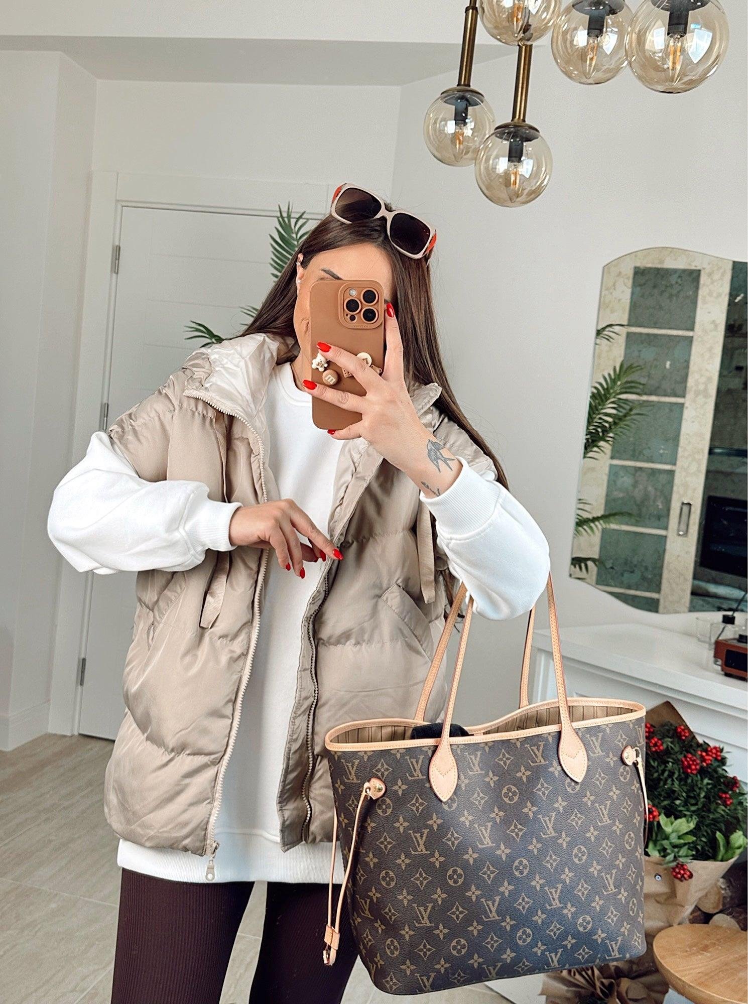Kapişonlu Oversize Vizon Şişme Yelek