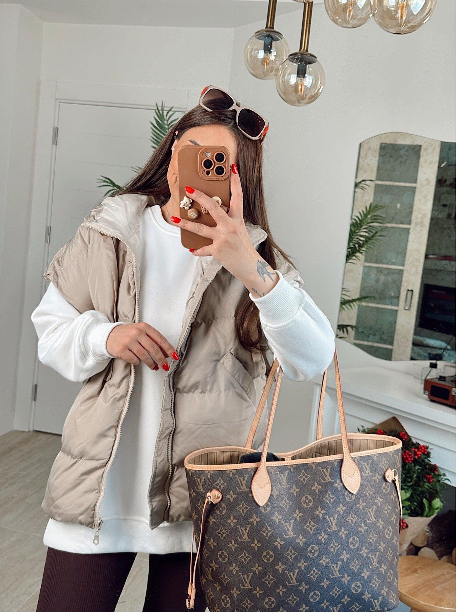 Kapişonlu Oversize Vizon Şişme Yelek