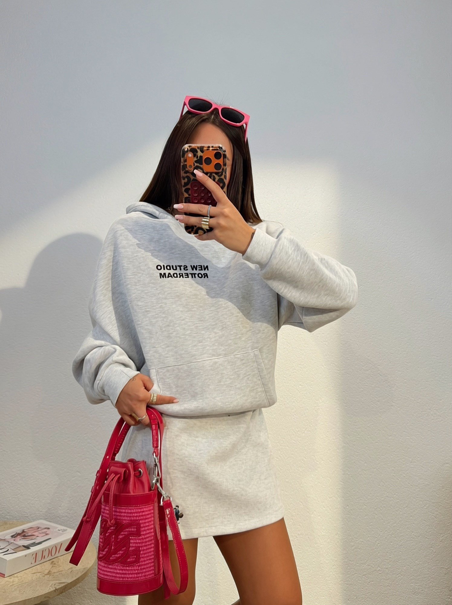 Kapişonlu Şardonlu New Studio Gri Sweatshirt