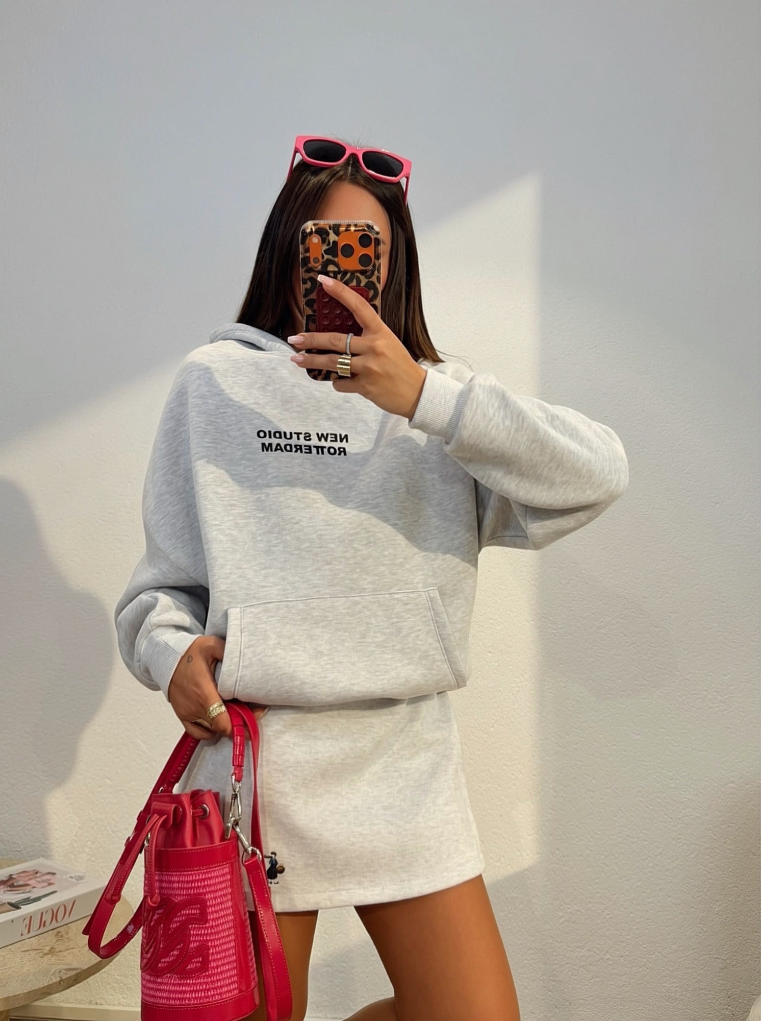 Kapişonlu Şardonlu New Studio Gri Sweatshirt