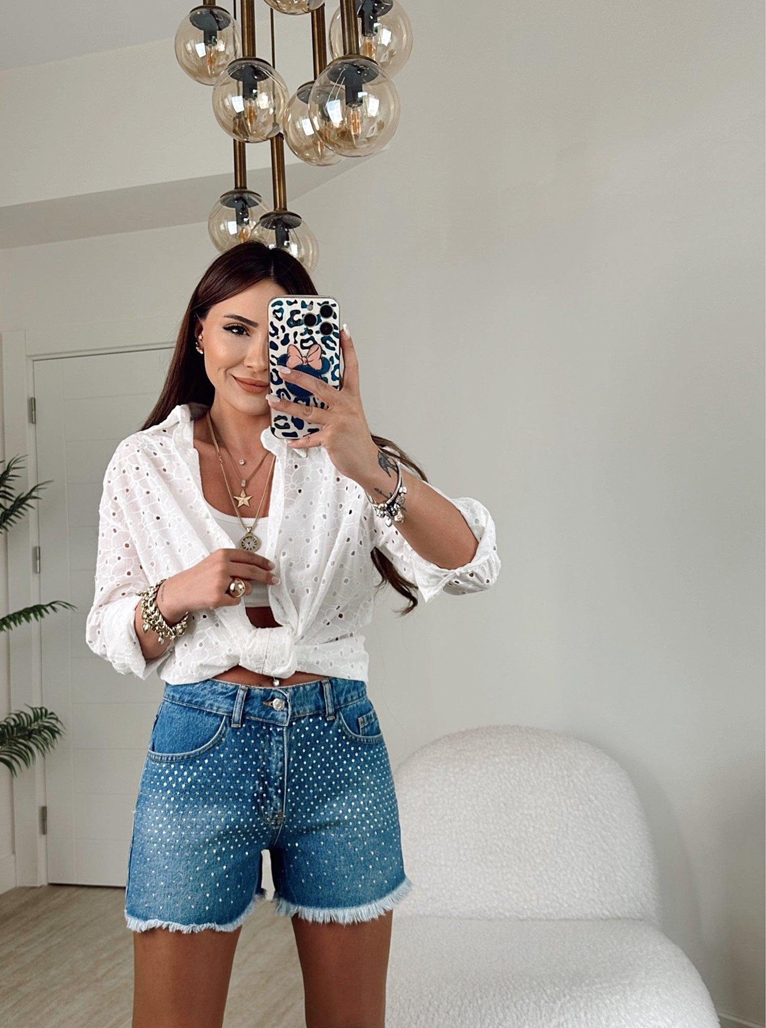 Karol Taşlı Jean Şort