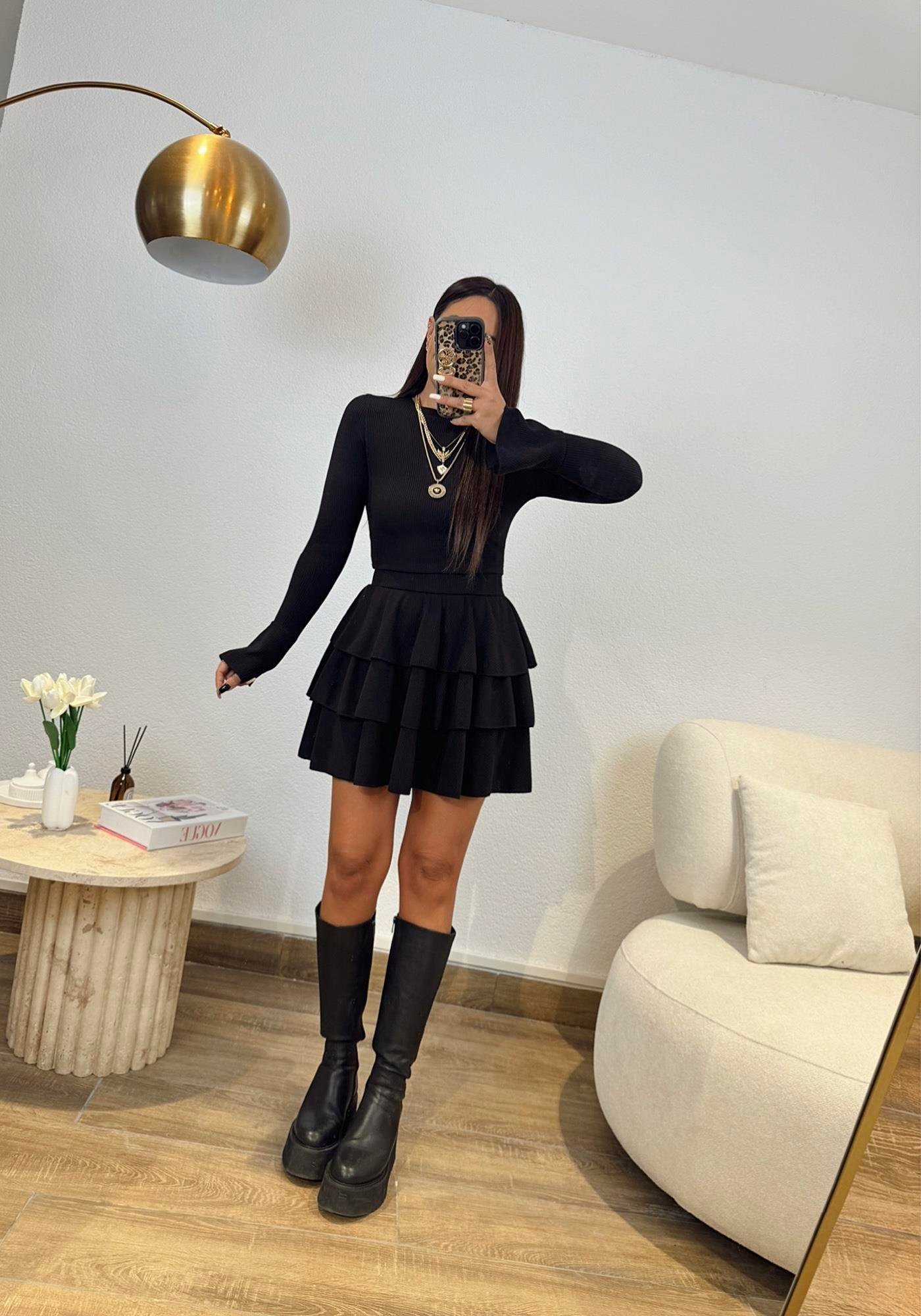 Katlı Etek Crop Takım