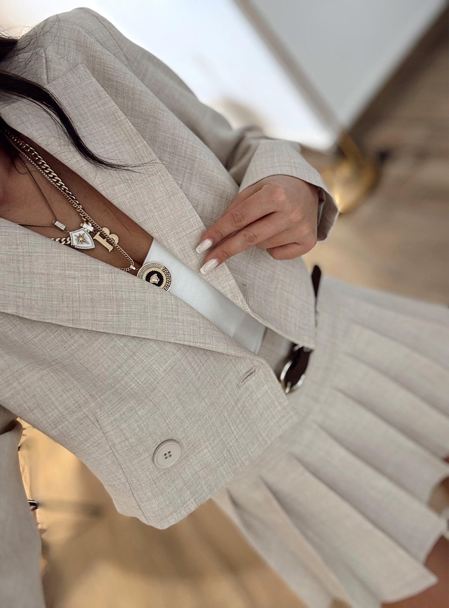 Keten Vatkalı Crop Ceket