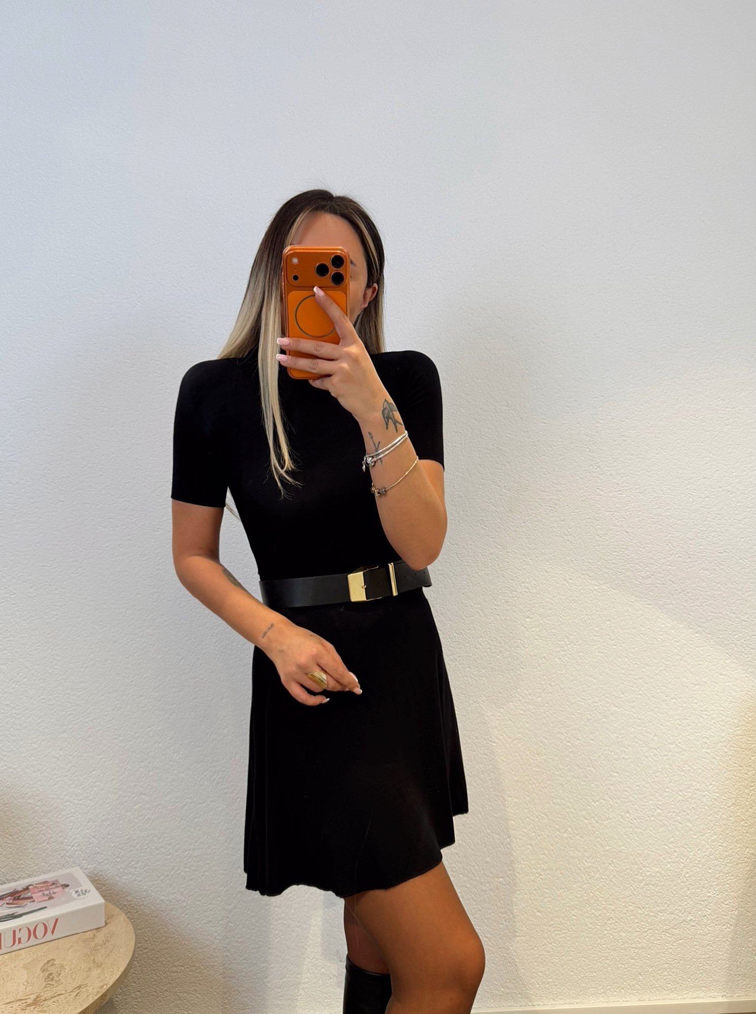 Kısa Kol Mini Çan Siyah Elbise