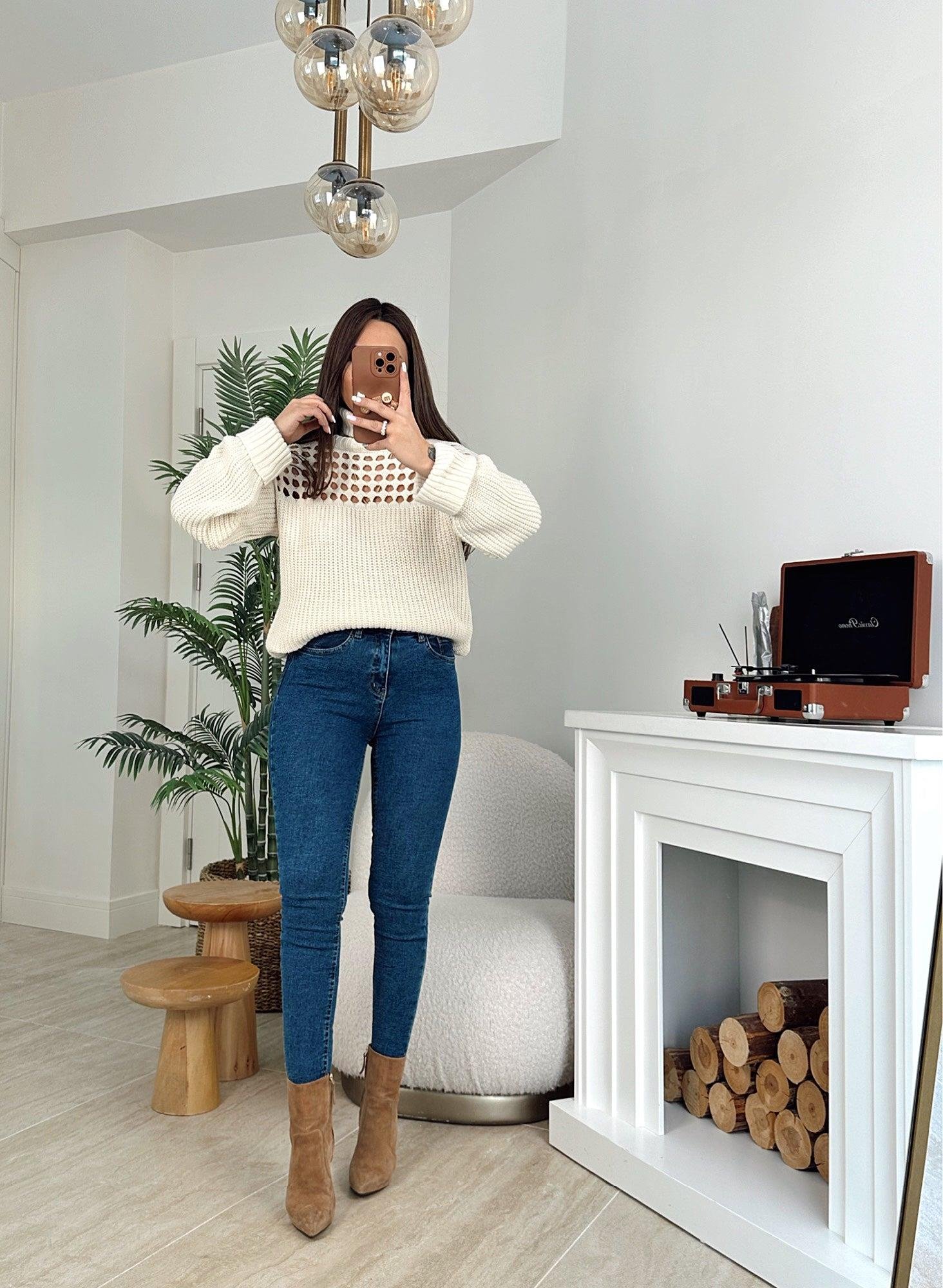 Koyu Mavi Topshop Toparlayıcı Bilek Boy Jean