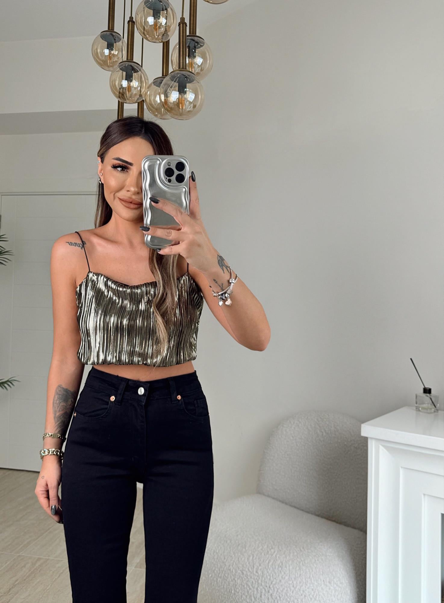 Lastik Askılı Metalik Gold Crop 