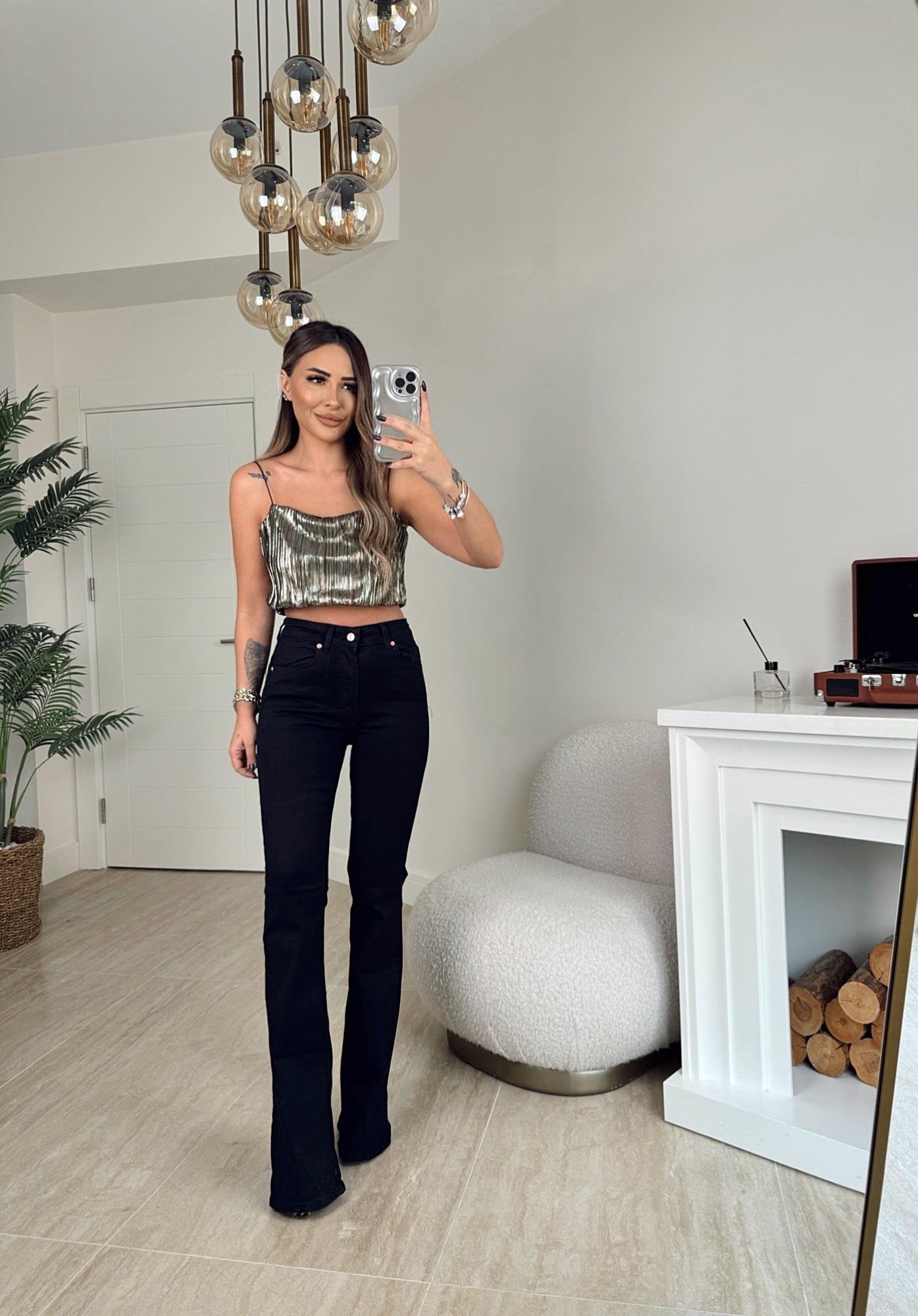 Lastik Askılı Metalik Gold Crop 
