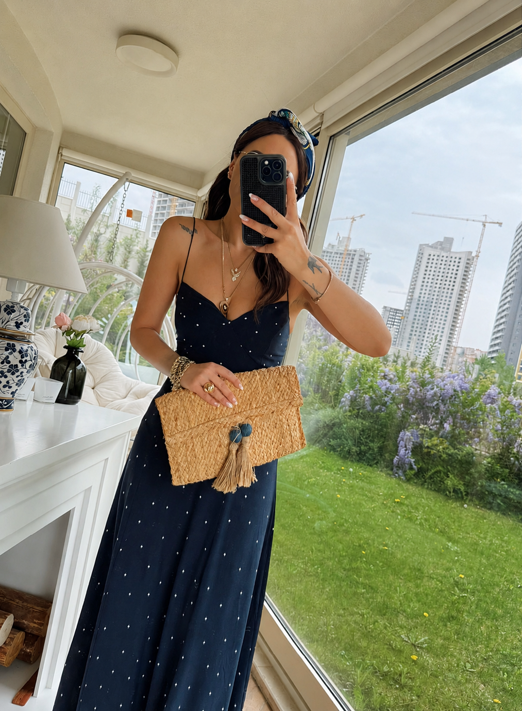 Lastik Askılı Puantiyeli Laci Maxi Elbise