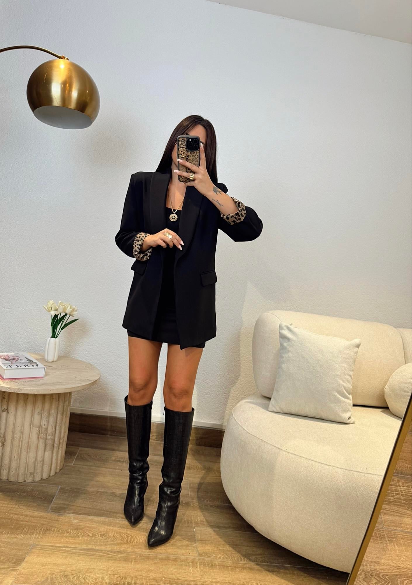 Leopar Astarlı Blazer Ceket