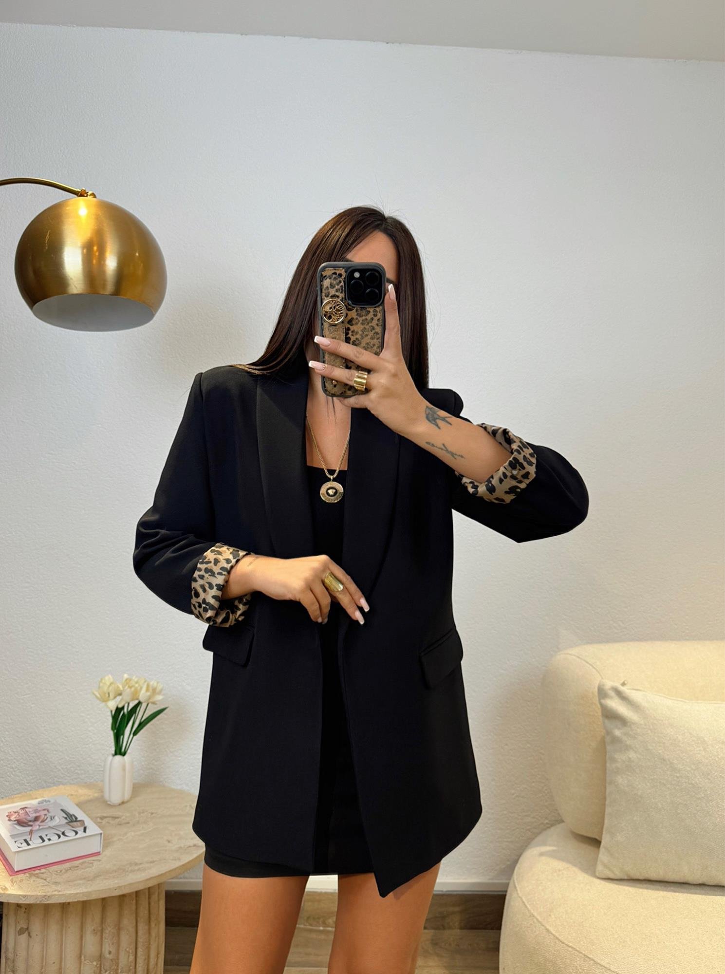 Leopar Astarlı Blazer Ceket