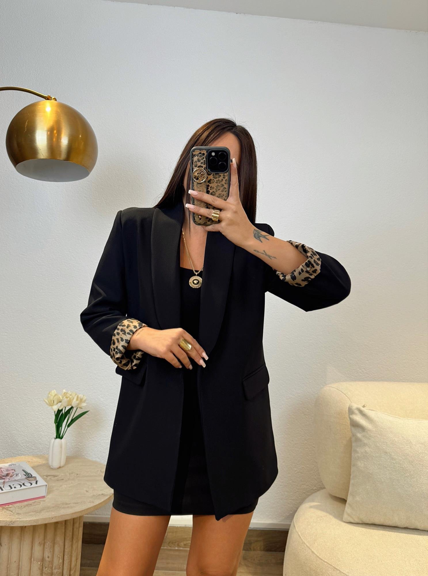 Leopar Astarlı Blazer Ceket