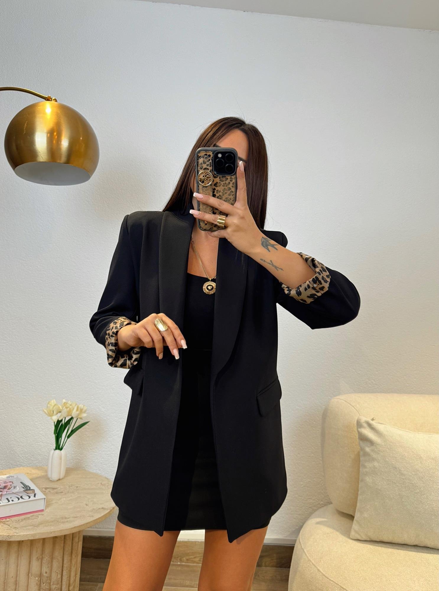 Leopar Astarlı Blazer Ceket