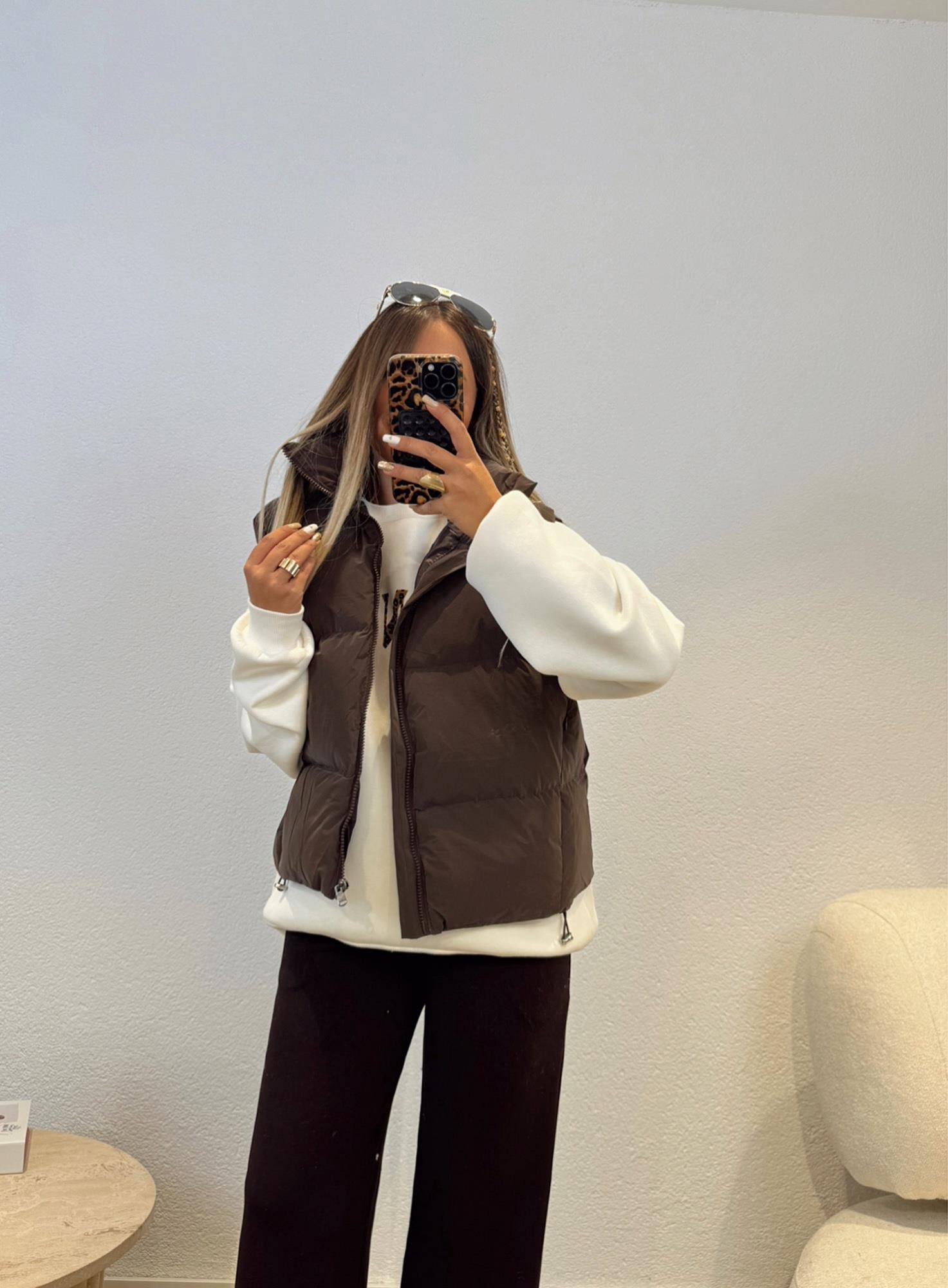 Leopar Baskı Şardonlu Sweatshirt