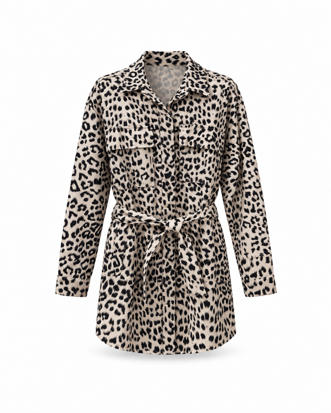 Leopar Desen Gabardin Gömlek