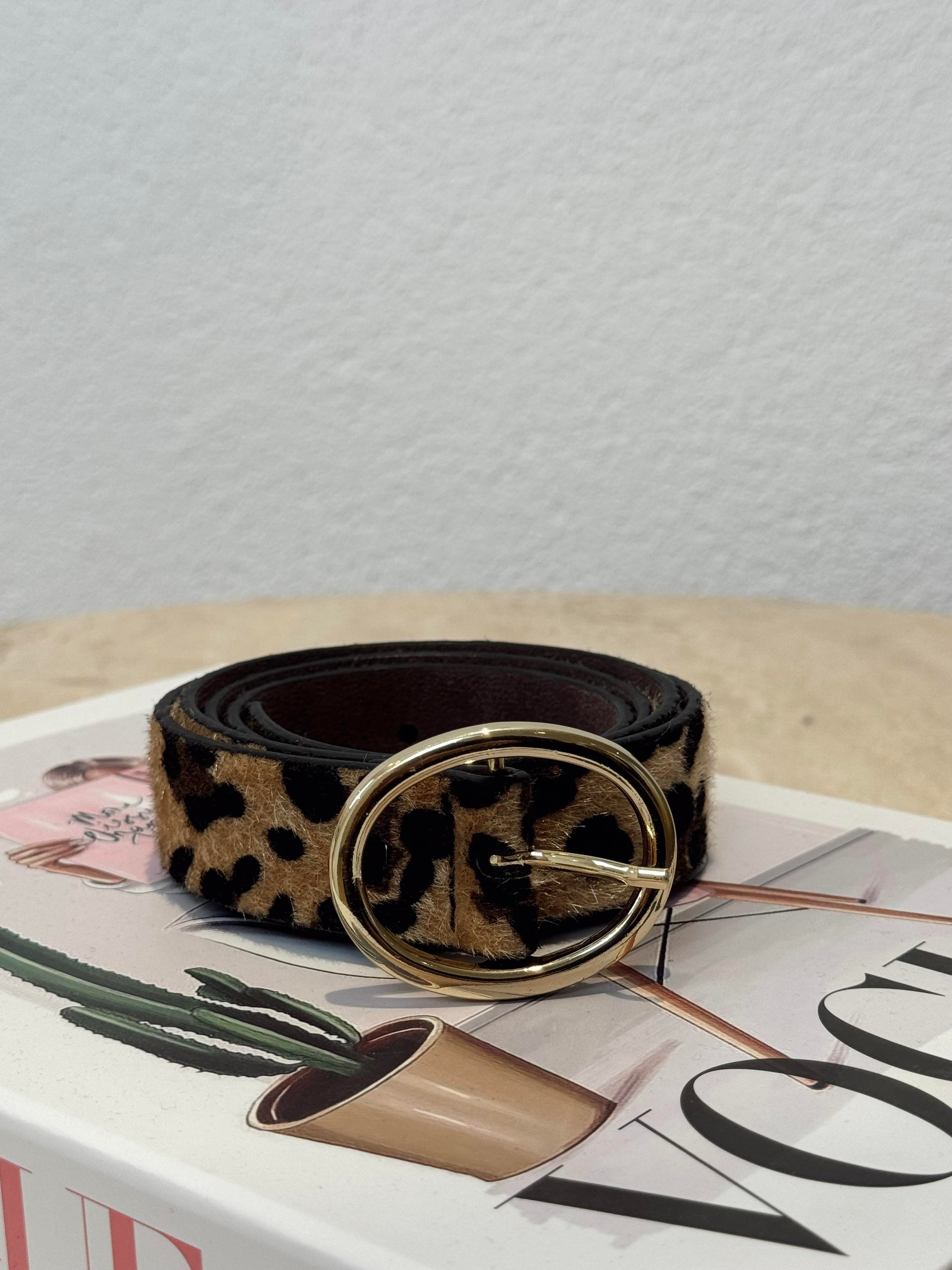 Leopar Desen Gold Tokalı Kemer