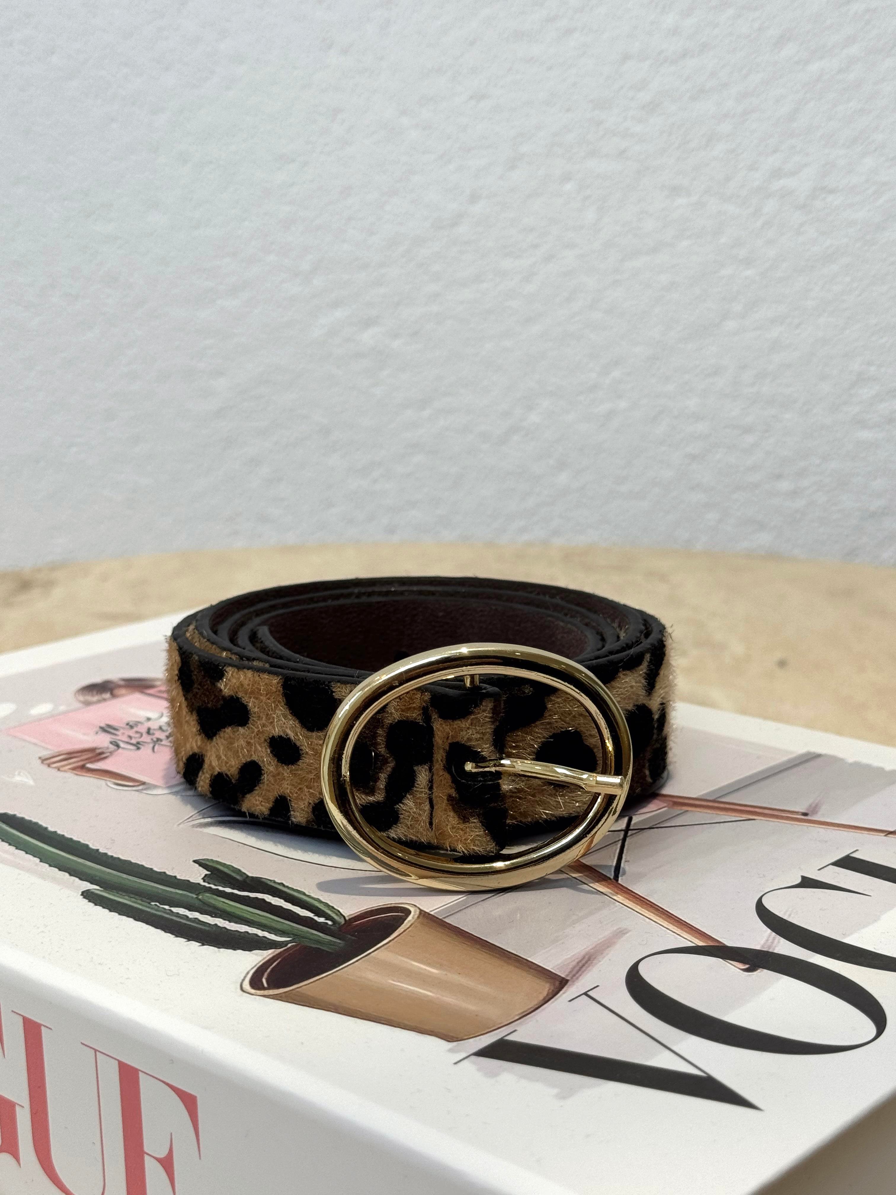 Leopar Desen Gold Tokalı Kemer