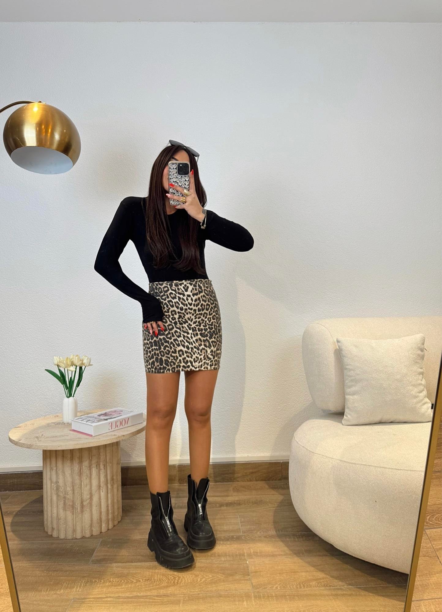 Leopar Desen Mini Etek