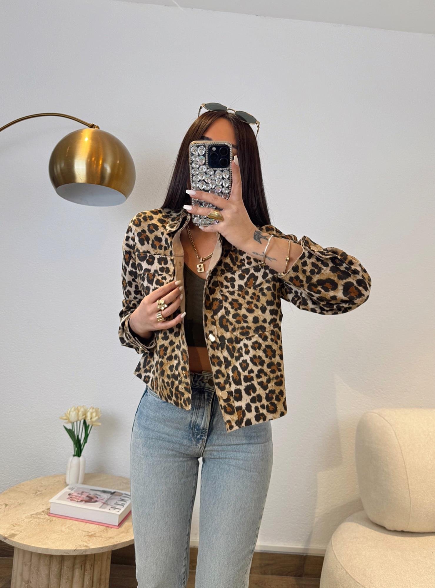 Leopar Desen Nubuk Ceket