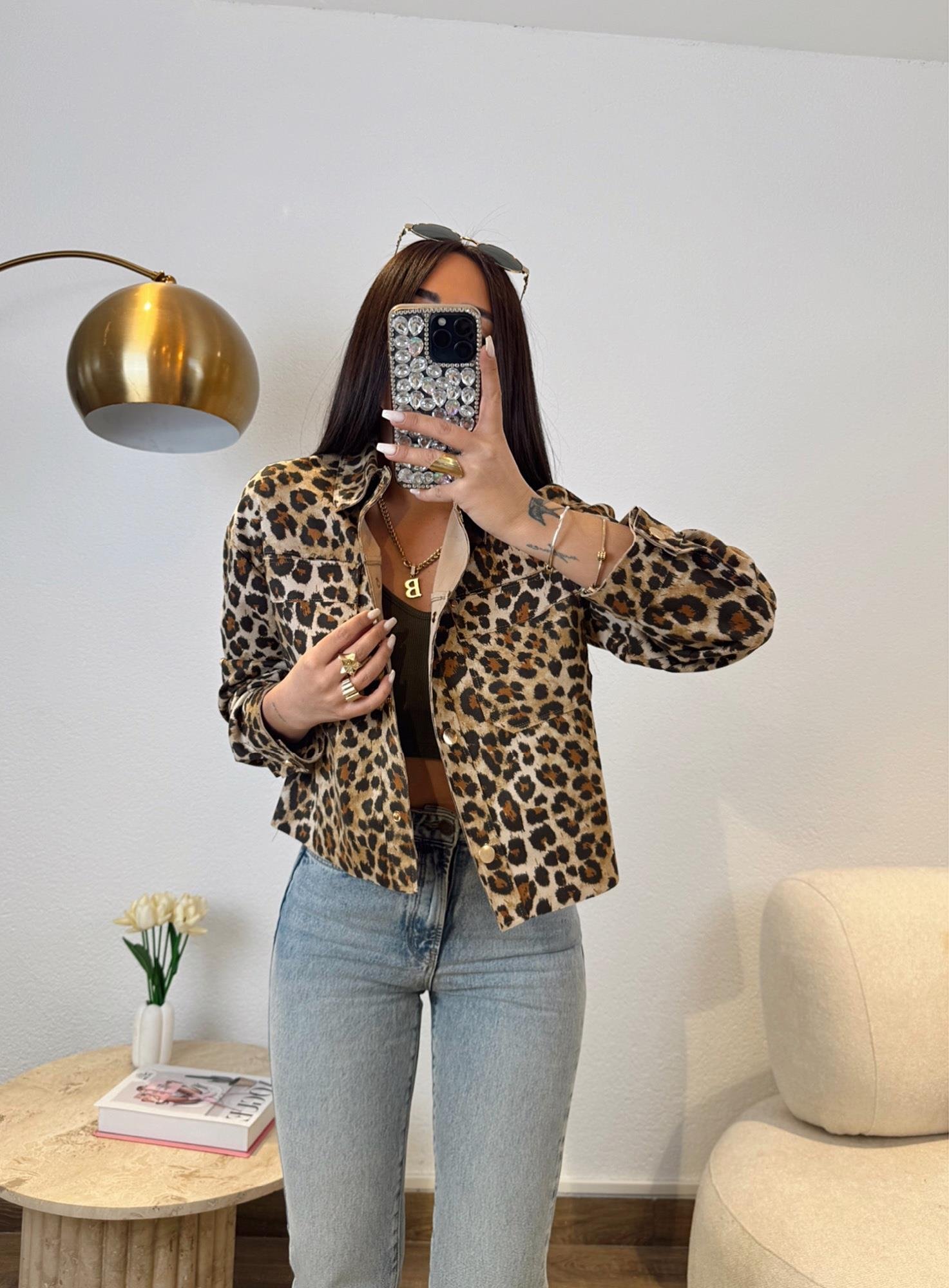 Leopar Desen Nubuk Ceket