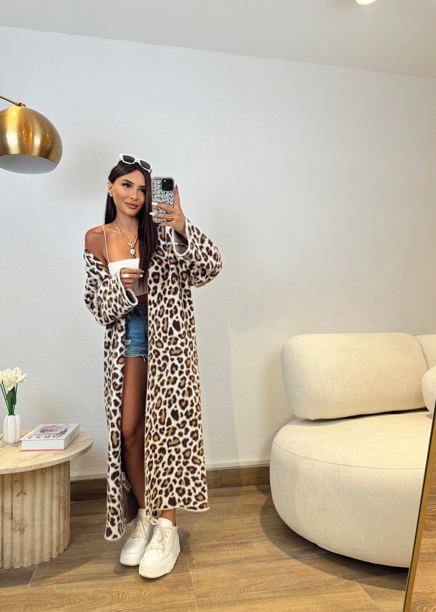 Leopar Desen Oversize Yumoş Hırka