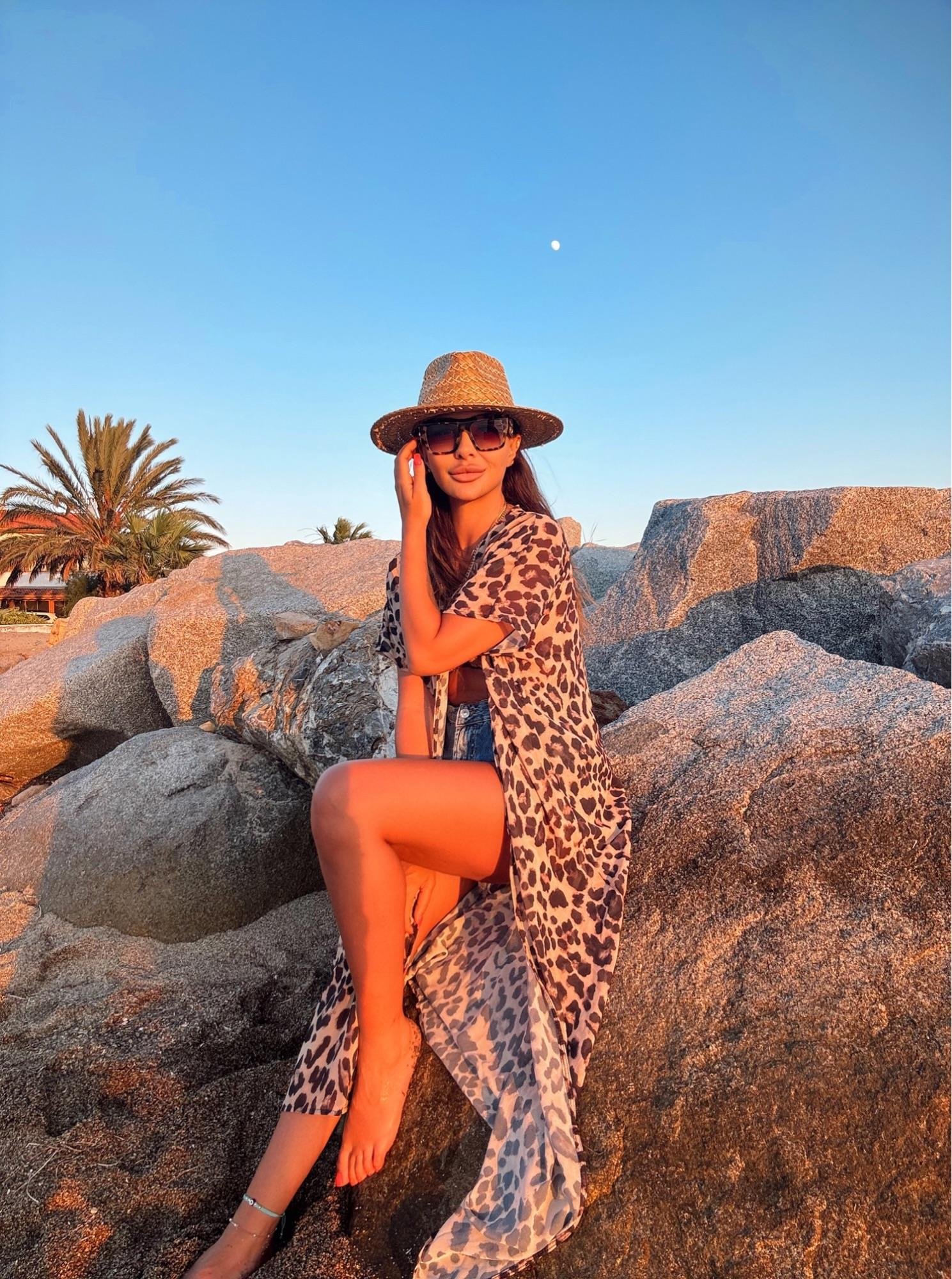 Leopar Desen Şifon Kimono