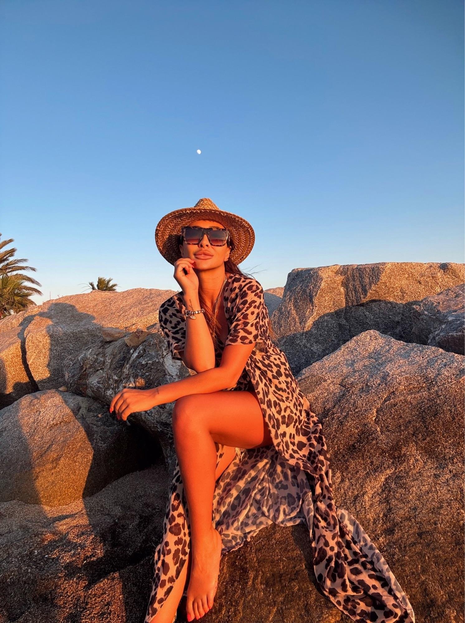 Leopar Desen Şifon Kimono