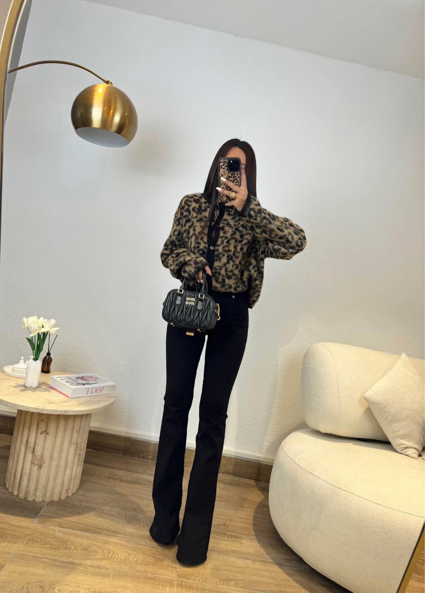Leopar Desen Yumoş Hırka