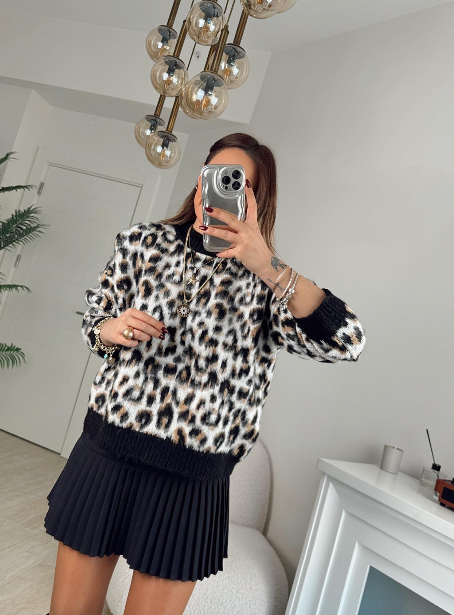 Leopar Desen Yumoş Kazak