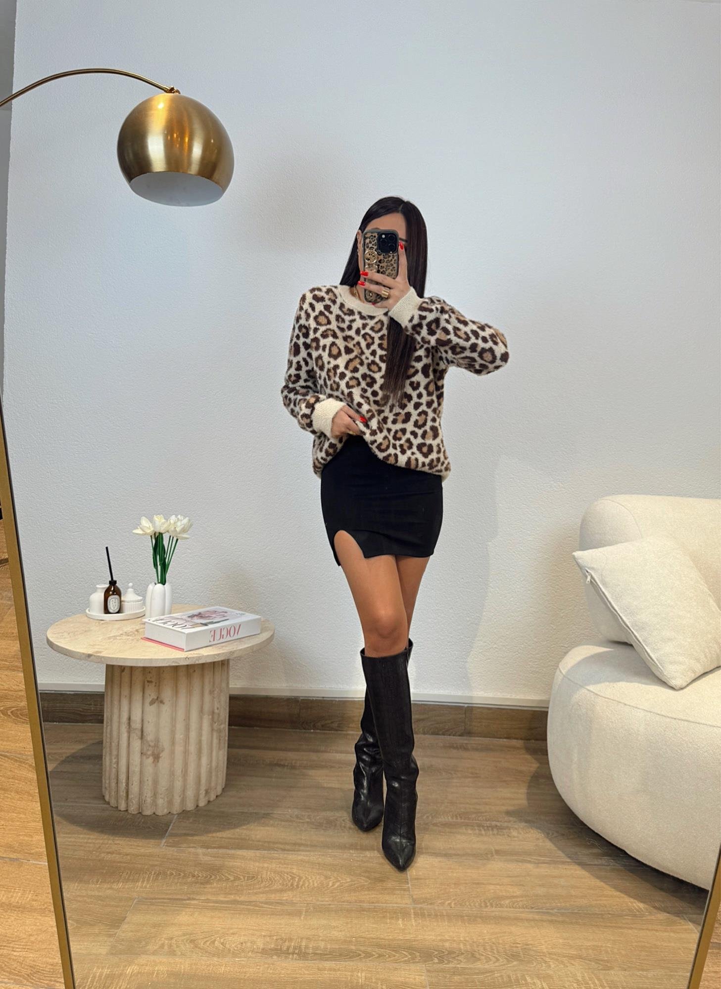 Leopar Desen Yumoş Kazak