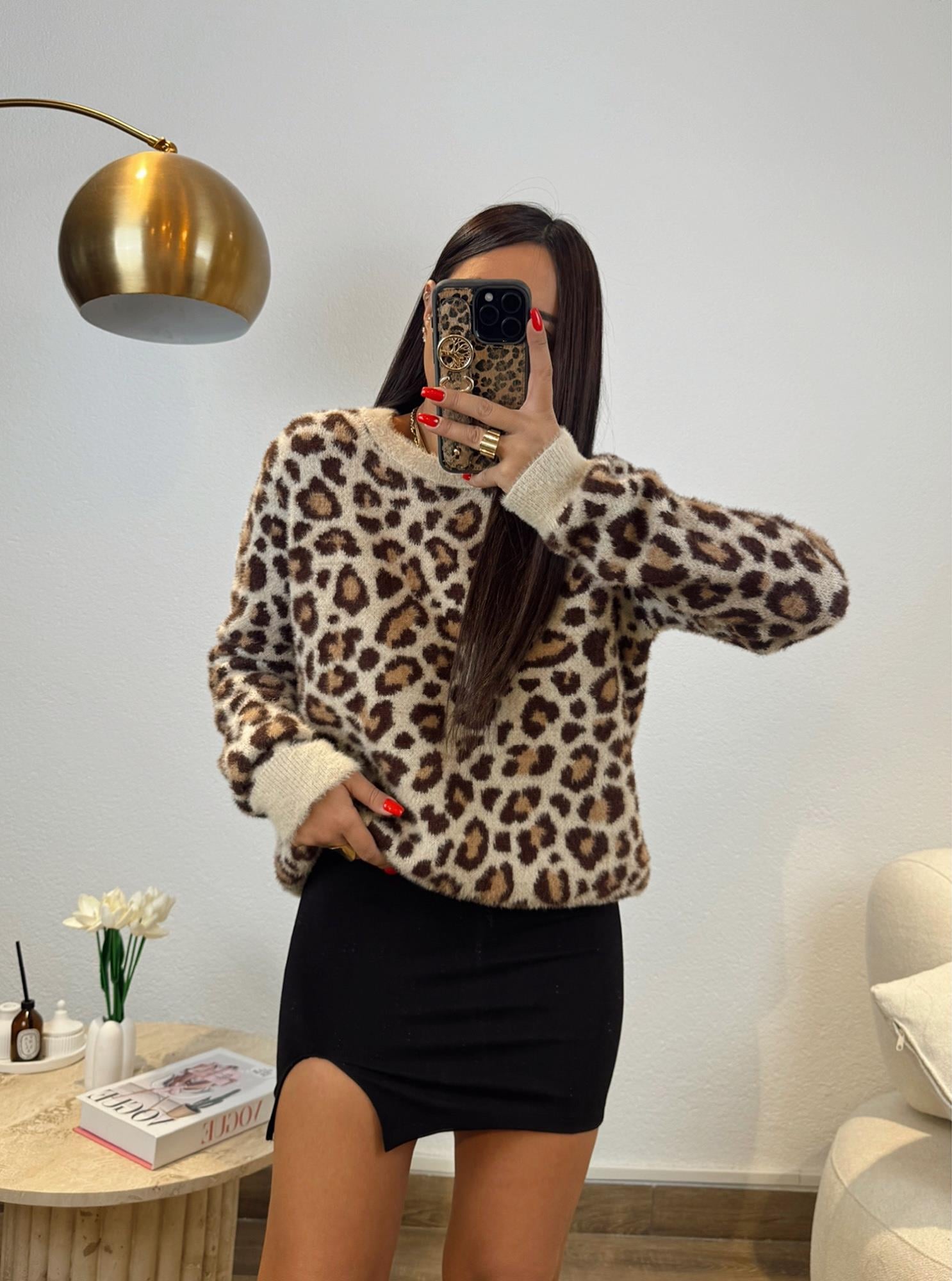 Leopar Desen Yumoş Kazak
