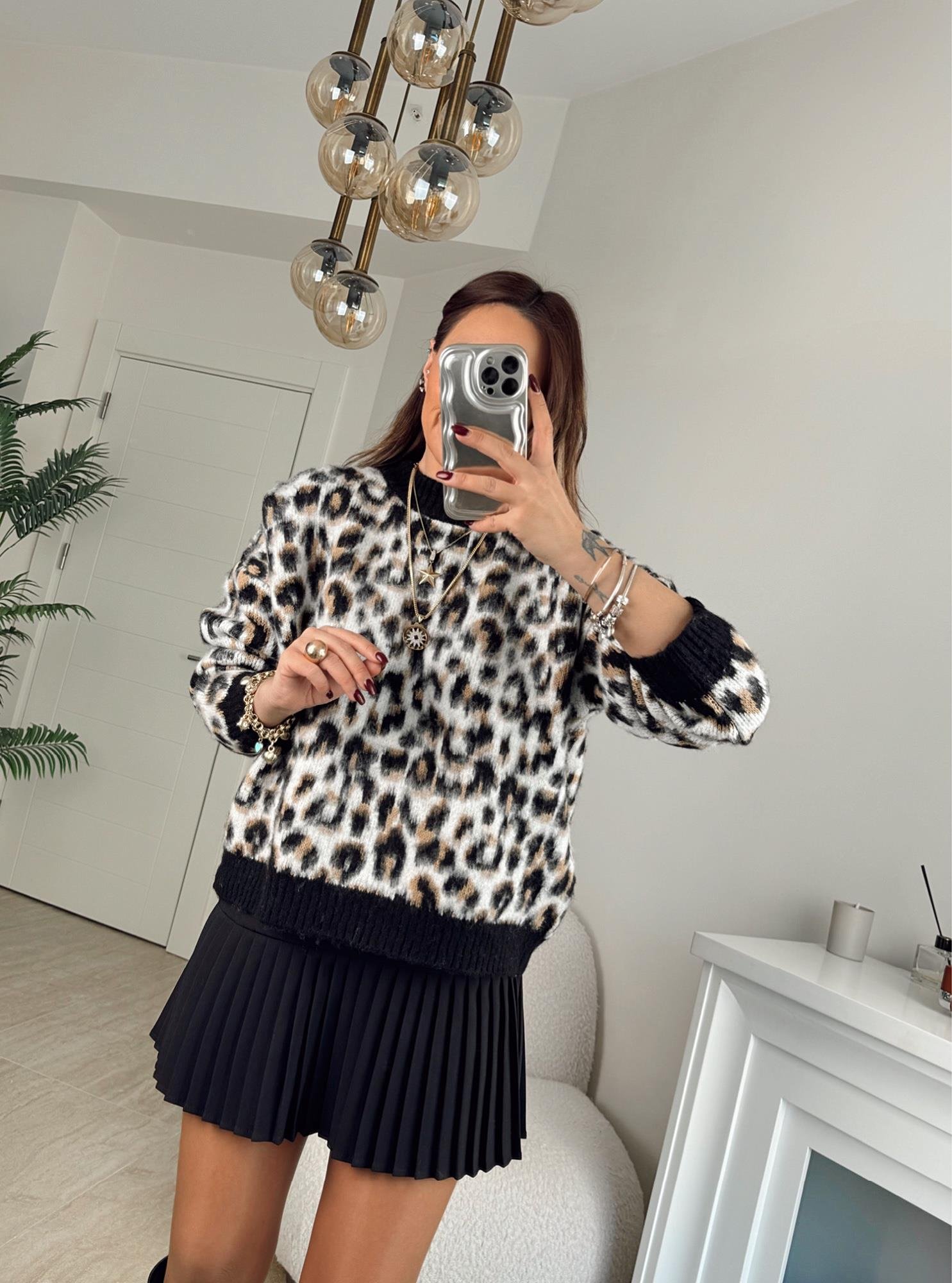 Leopar Desen Yumoş Kazak