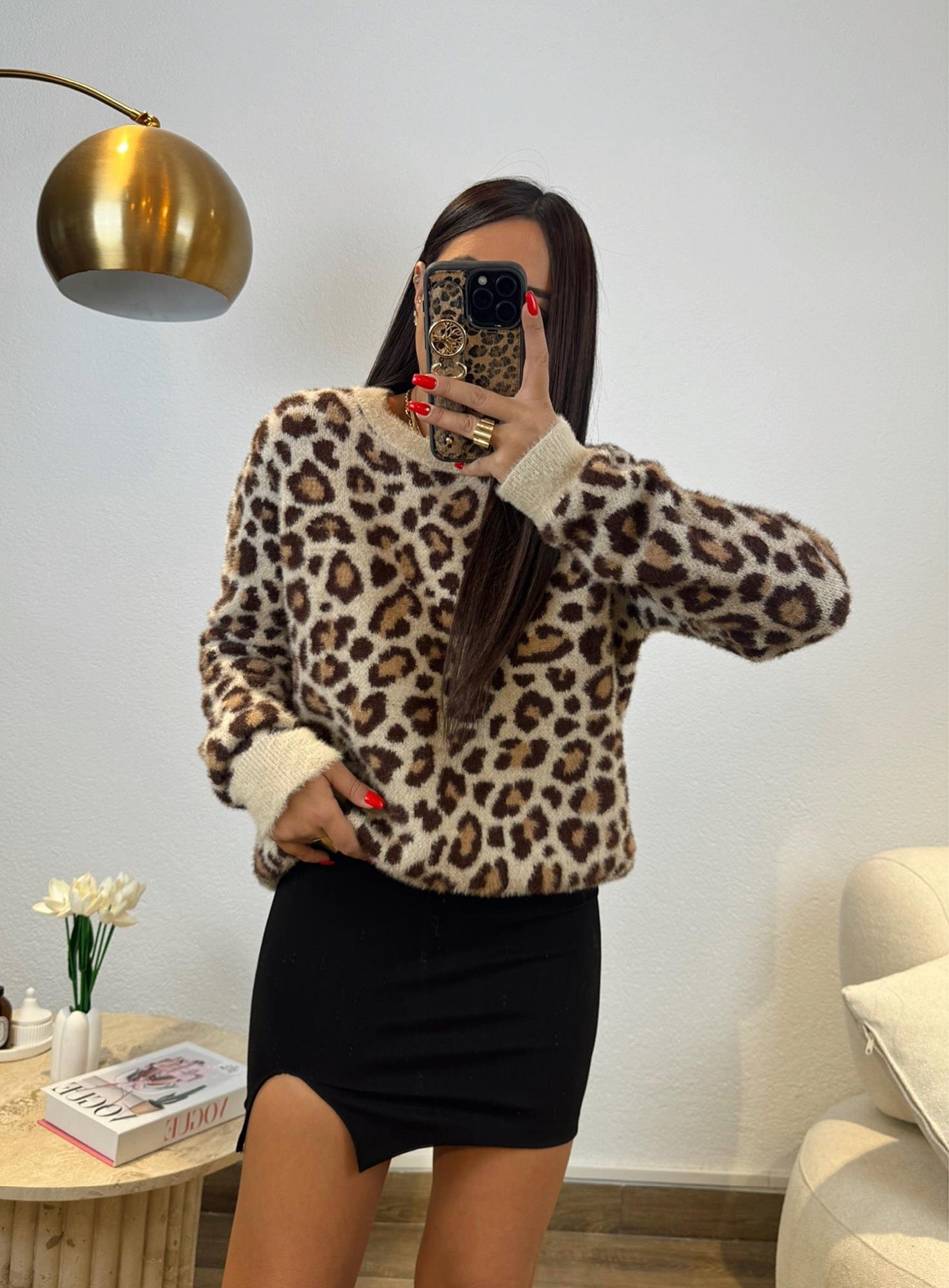 Leopar Desen Yumoş Kazak