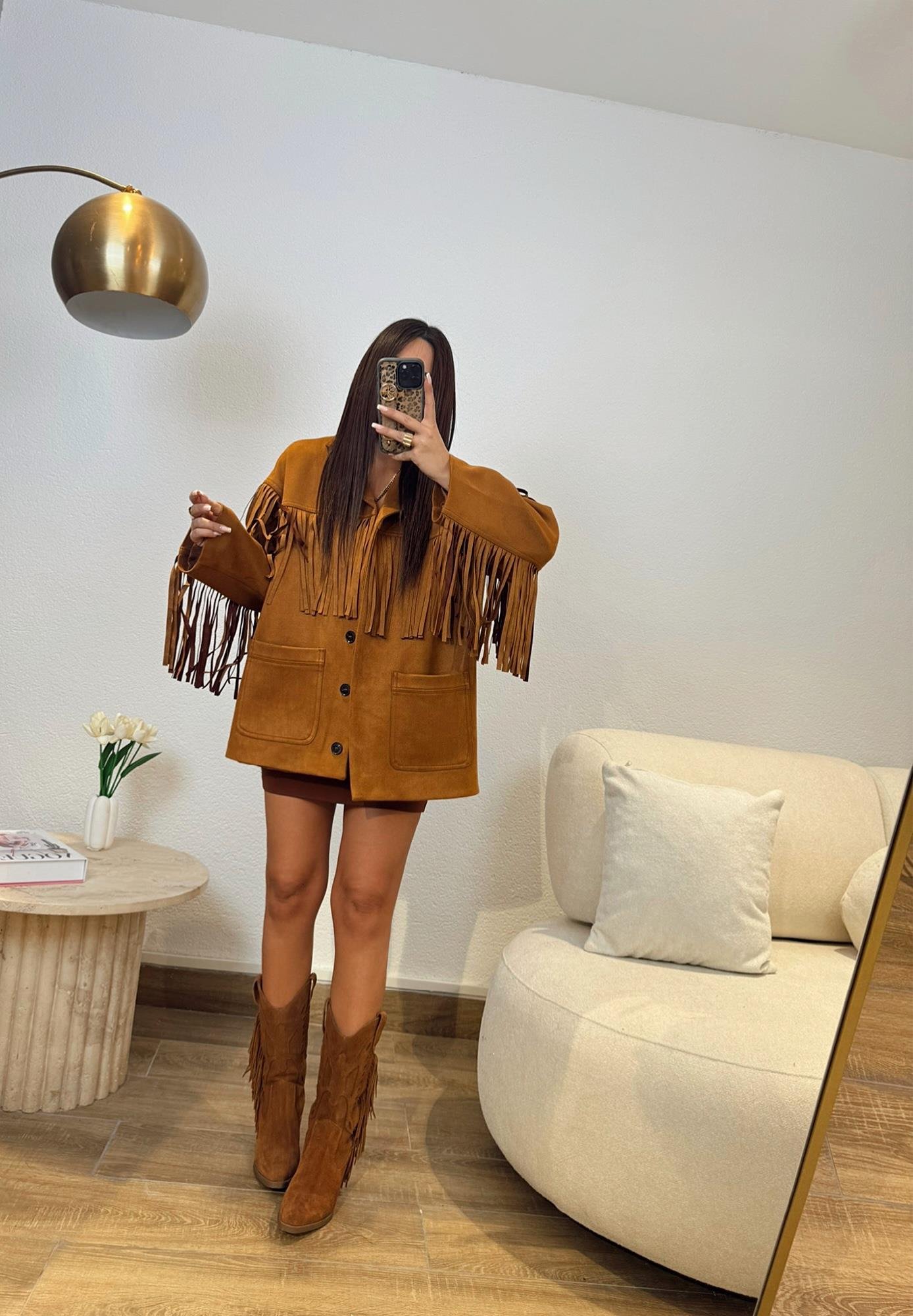 Likralı Kahve Mini Etek