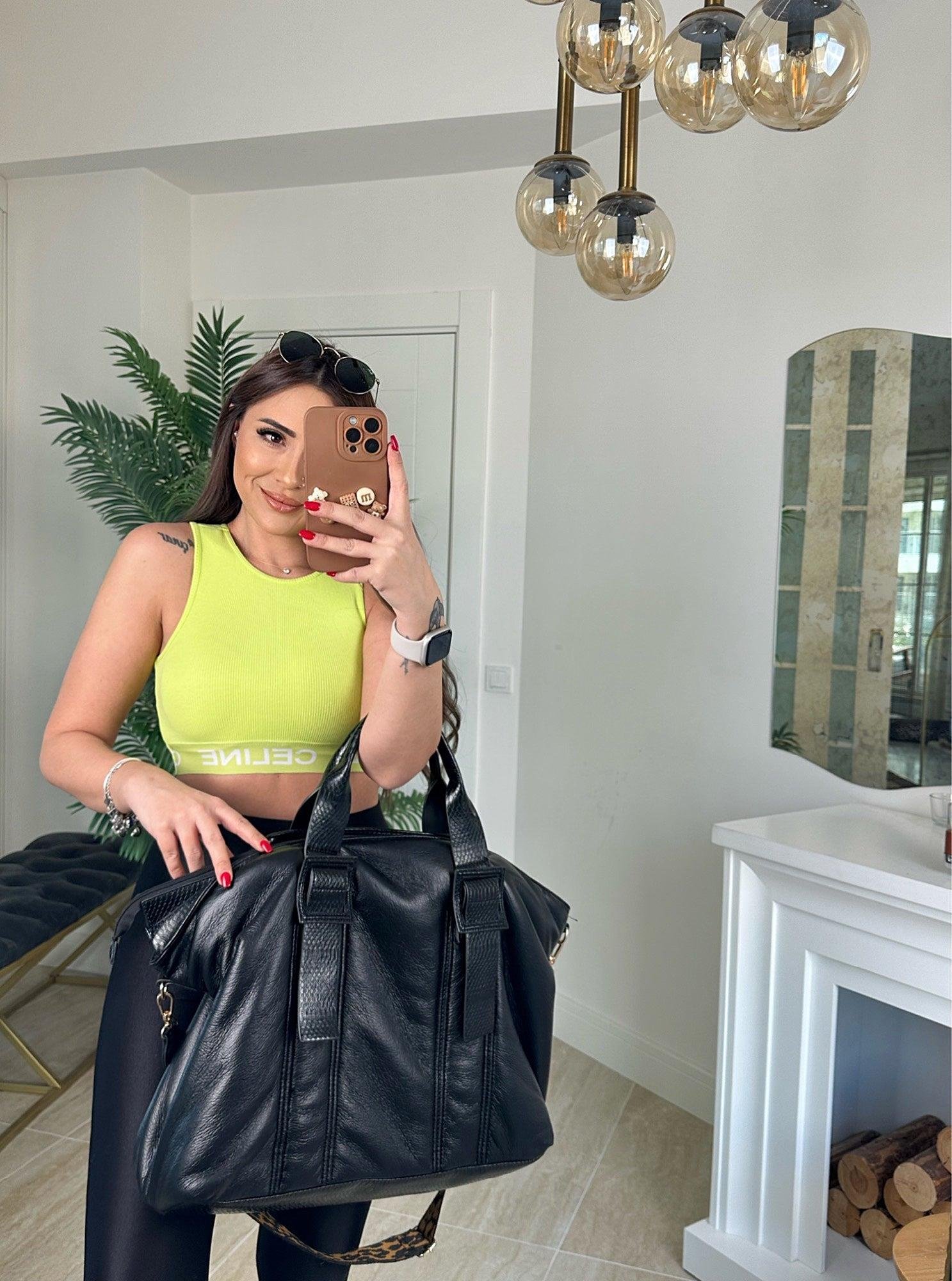 Marka Model Halter Yaka Neon Yeşili Crop