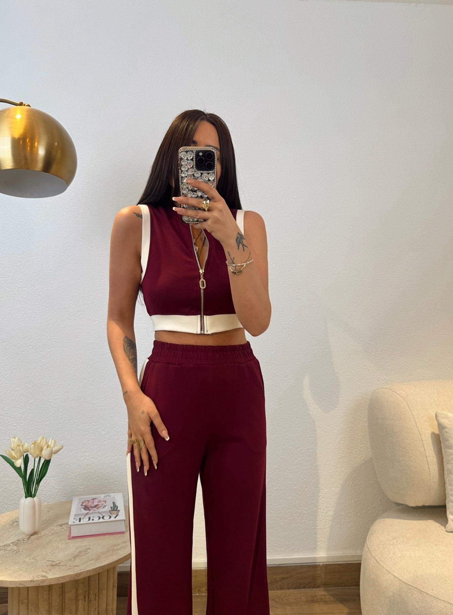 Marka Model Şeritli Bordo Eşofman Takımı